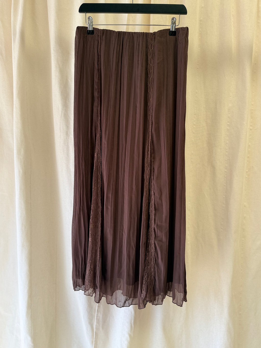 Zara Lace Godet Skirt in Brown