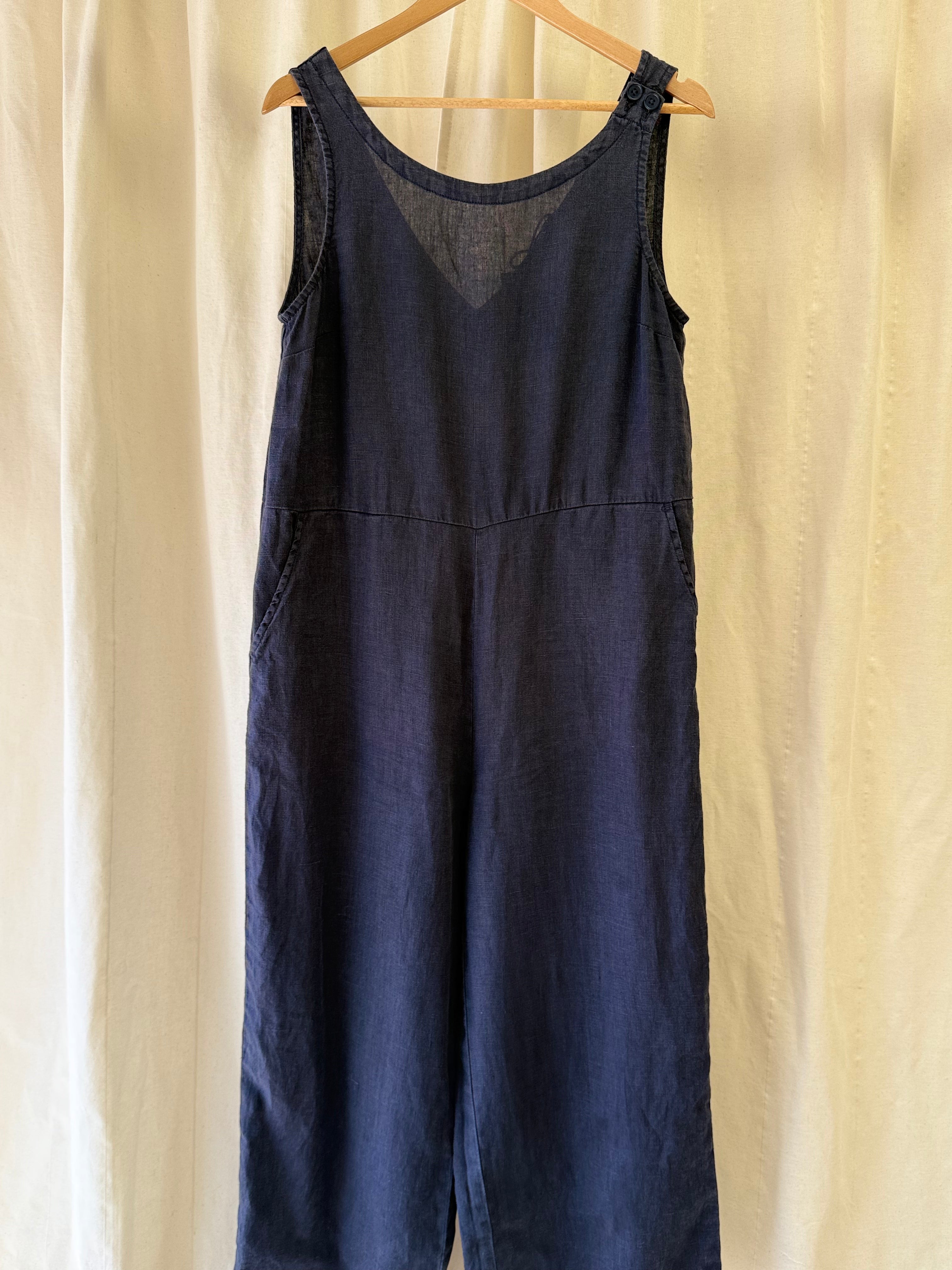 Seasalt Cornwall Salt Air Linen Jumpsuit in Navy