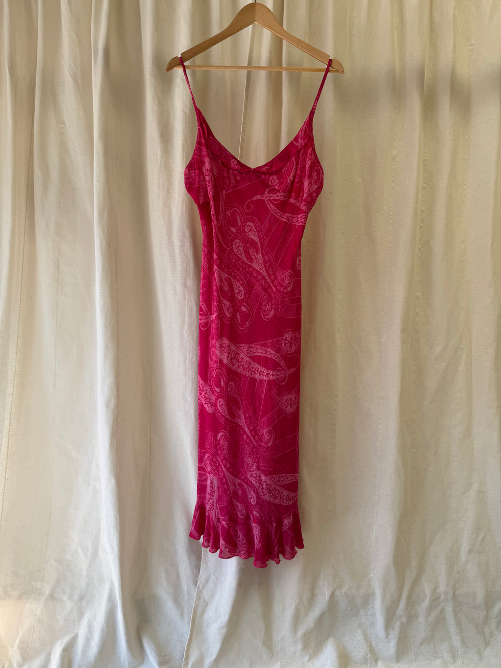 Jasper Conran Pink Strap Midi Dress with Ruffled Hem