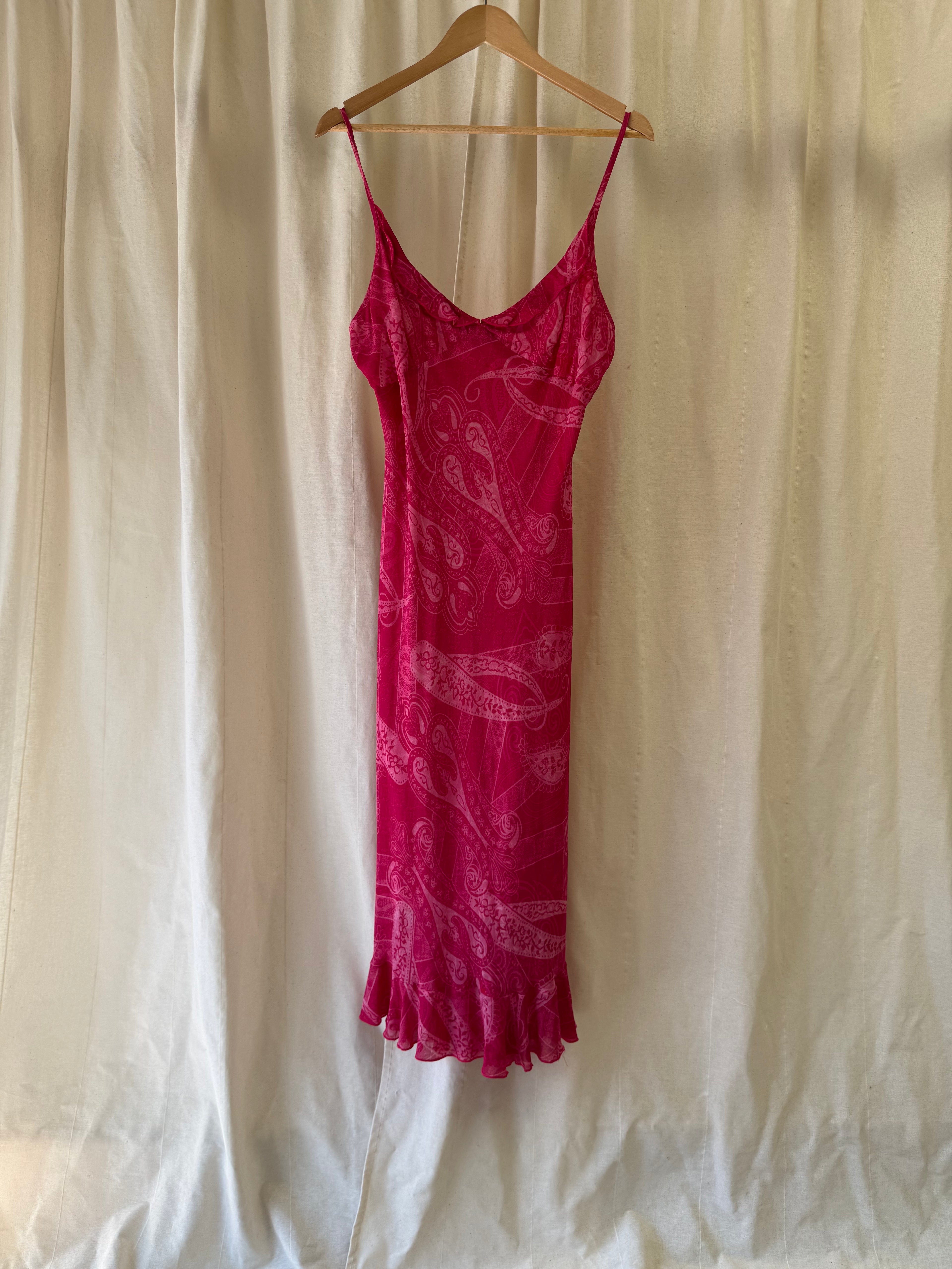 Jasper Conran Pink Strap Midi Dress with Ruffled Hem