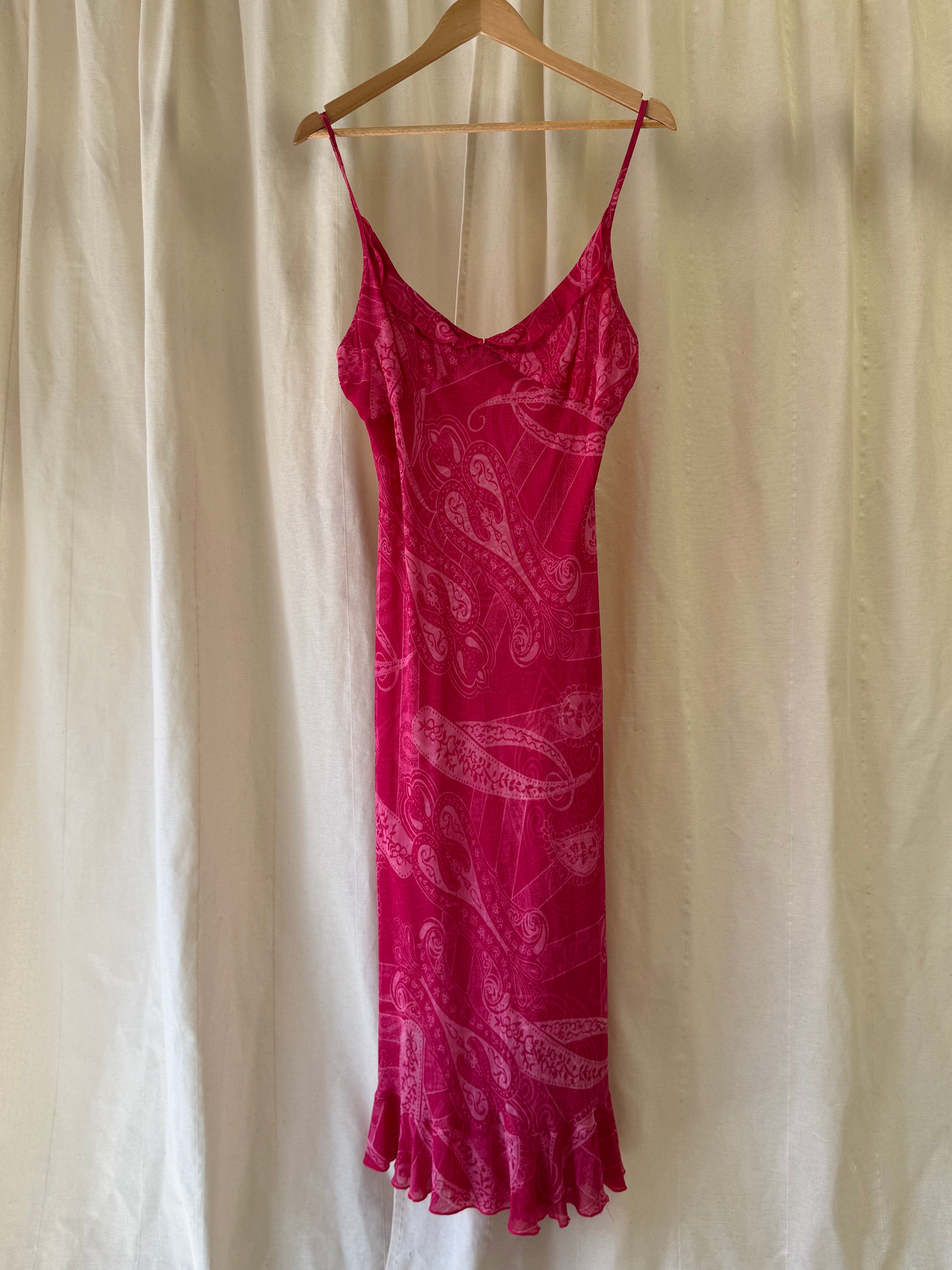 Jasper Conran Pink Strap Midi Dress with Ruffled Hem