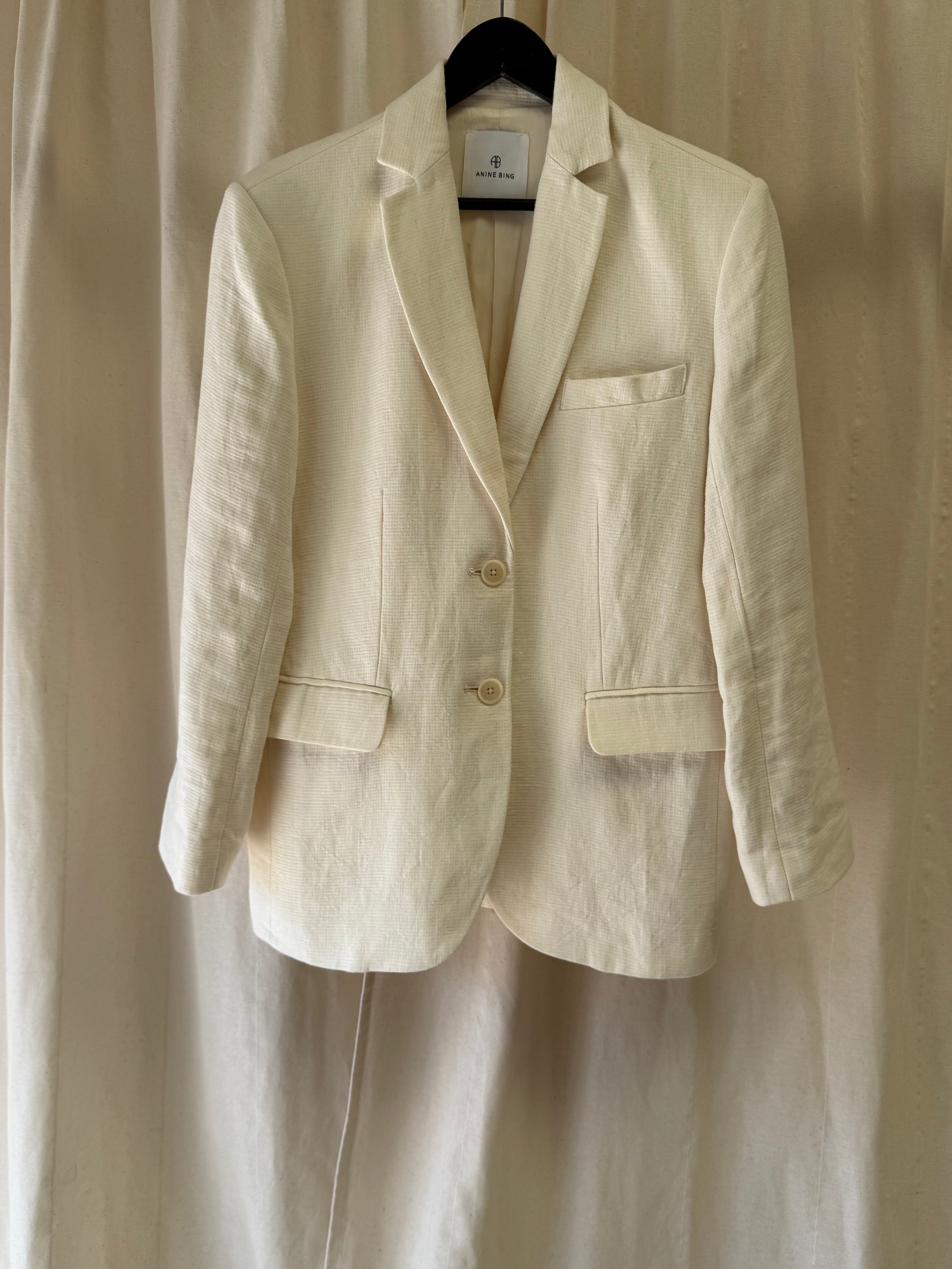 Anine Bing Quinn Oversized Linen Blazer and Matching Shorts