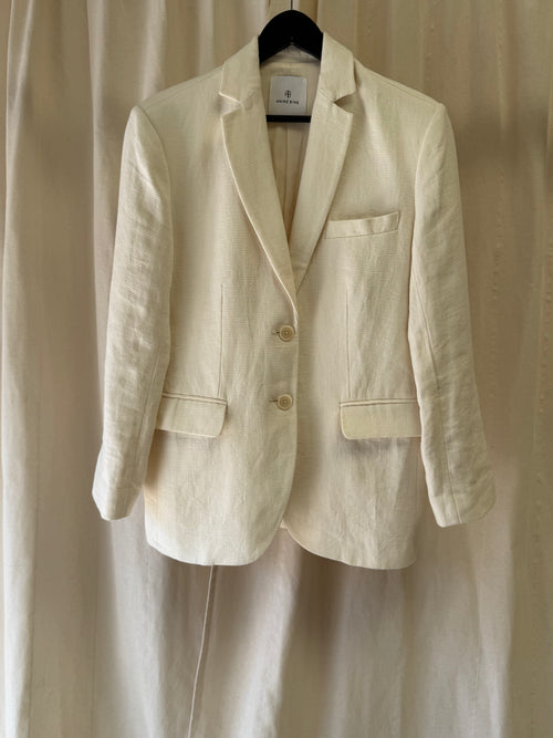 Anine Bing Quinn Oversized Linen Blazer and Matching Shorts