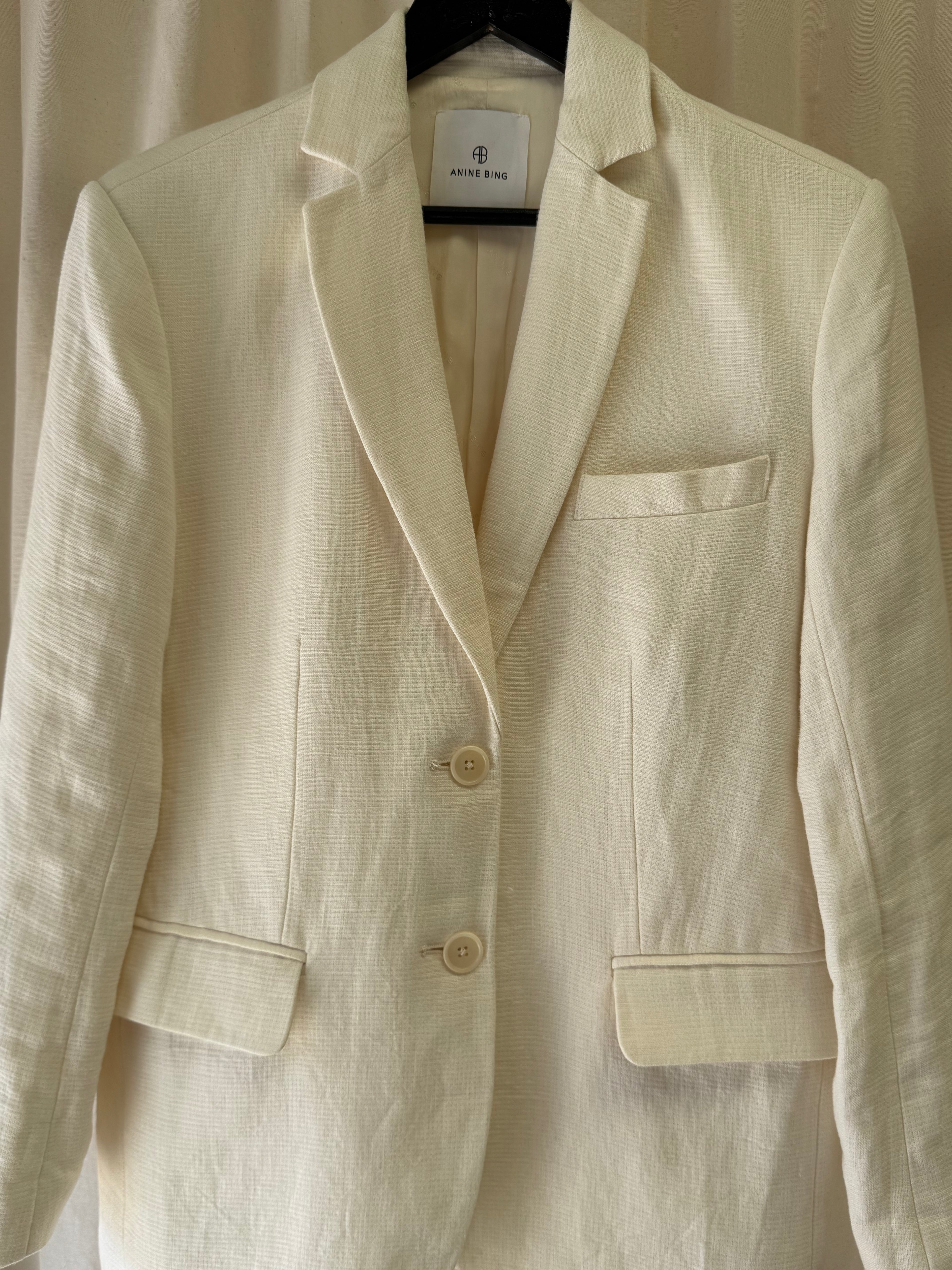 Anine Bing Quinn Oversized Linen Blazer and Matching Shorts