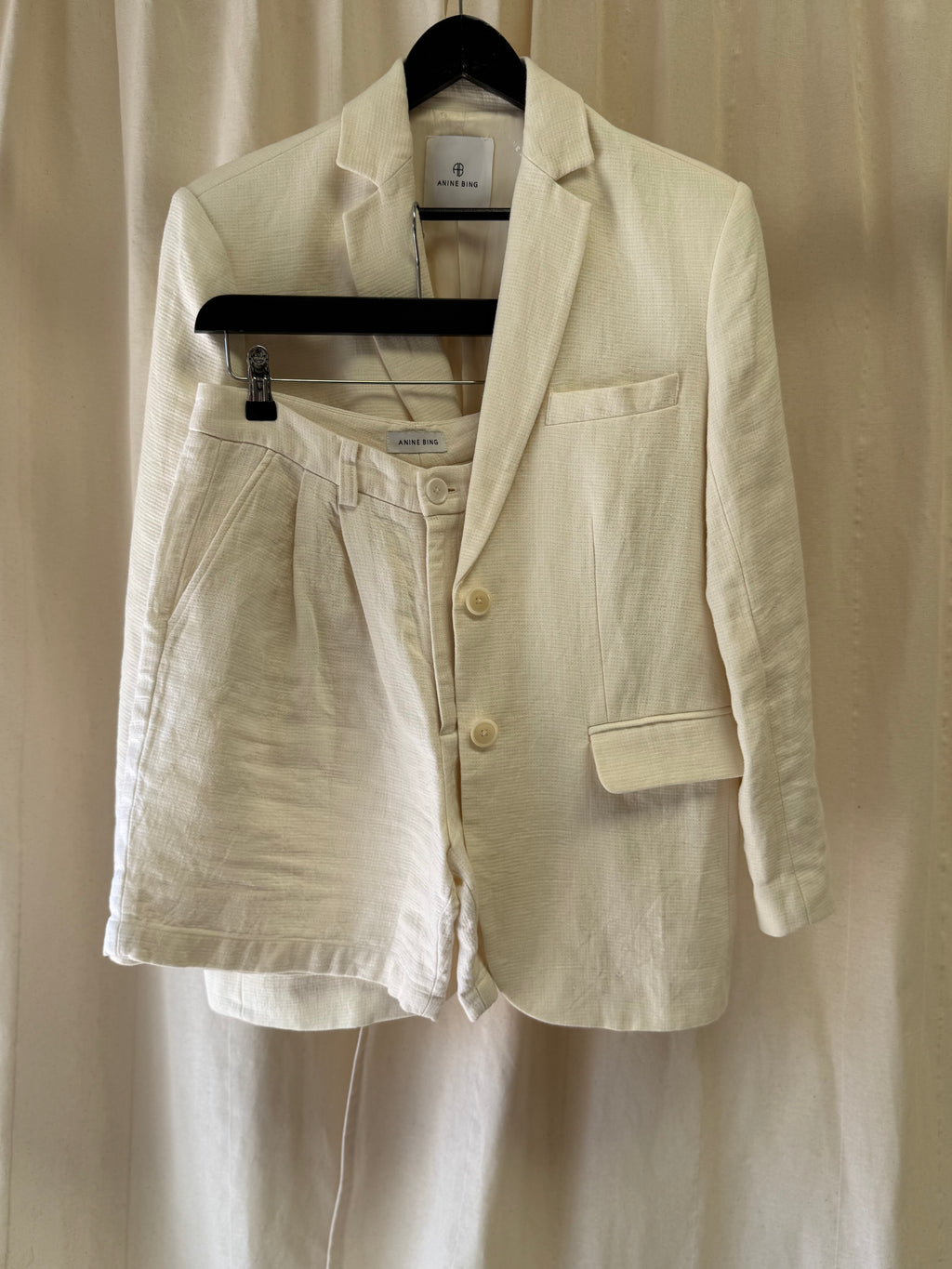 Anine Bing Quinn Oversized Linen Blazer and Matching Shorts