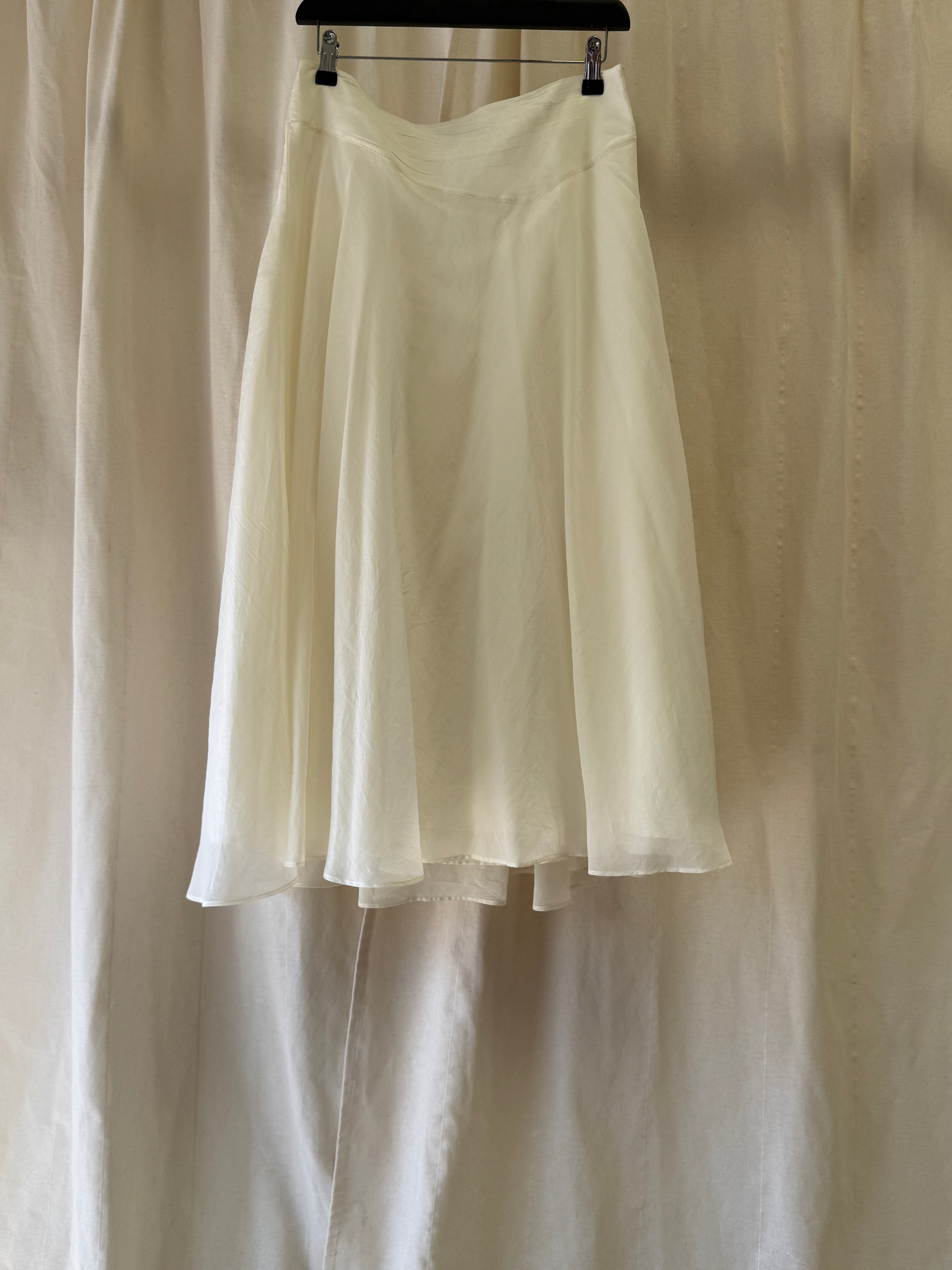 Massimo Dutti White Flowing Skirt