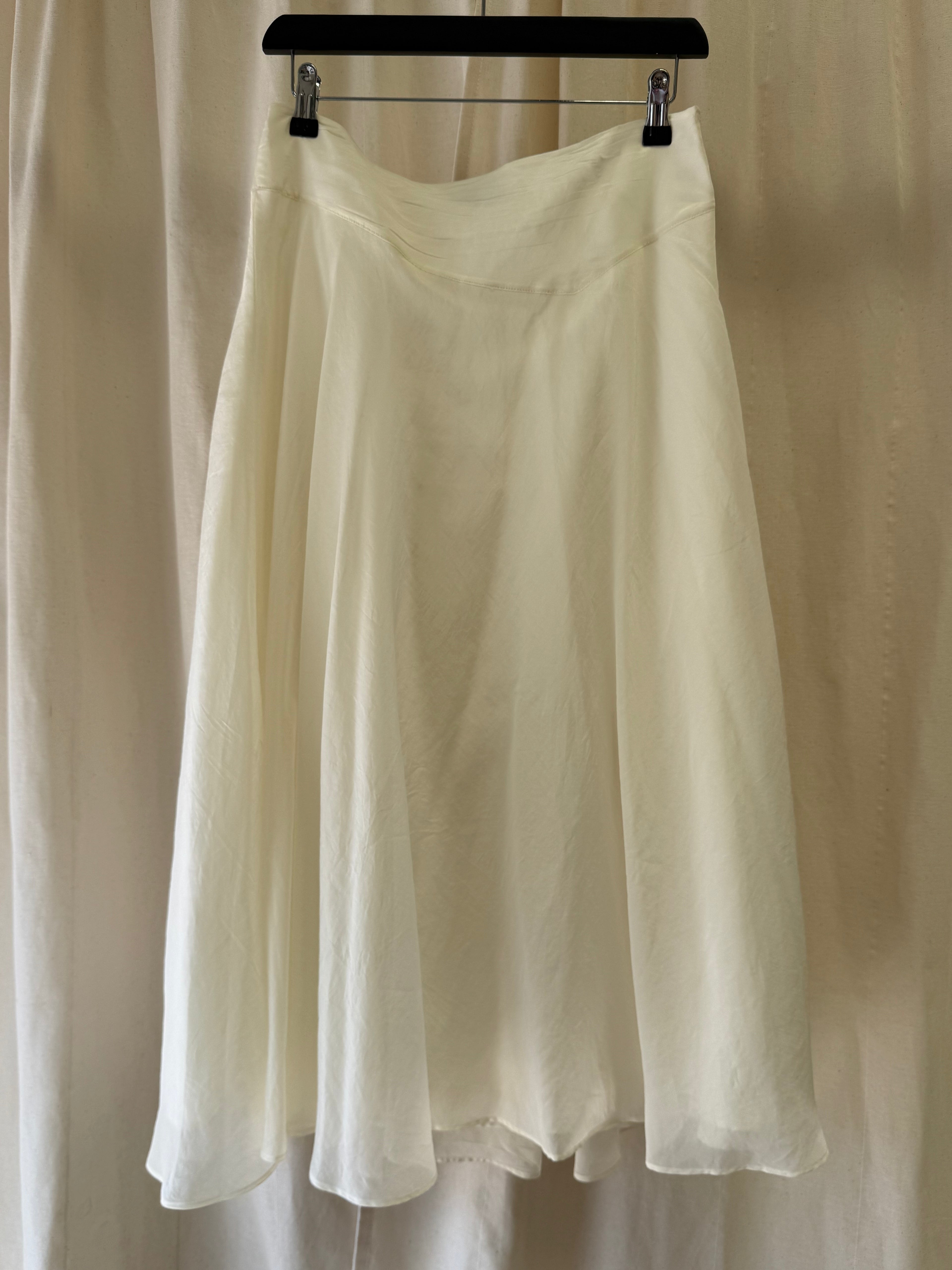 Massimo Dutti White Flowing Skirt