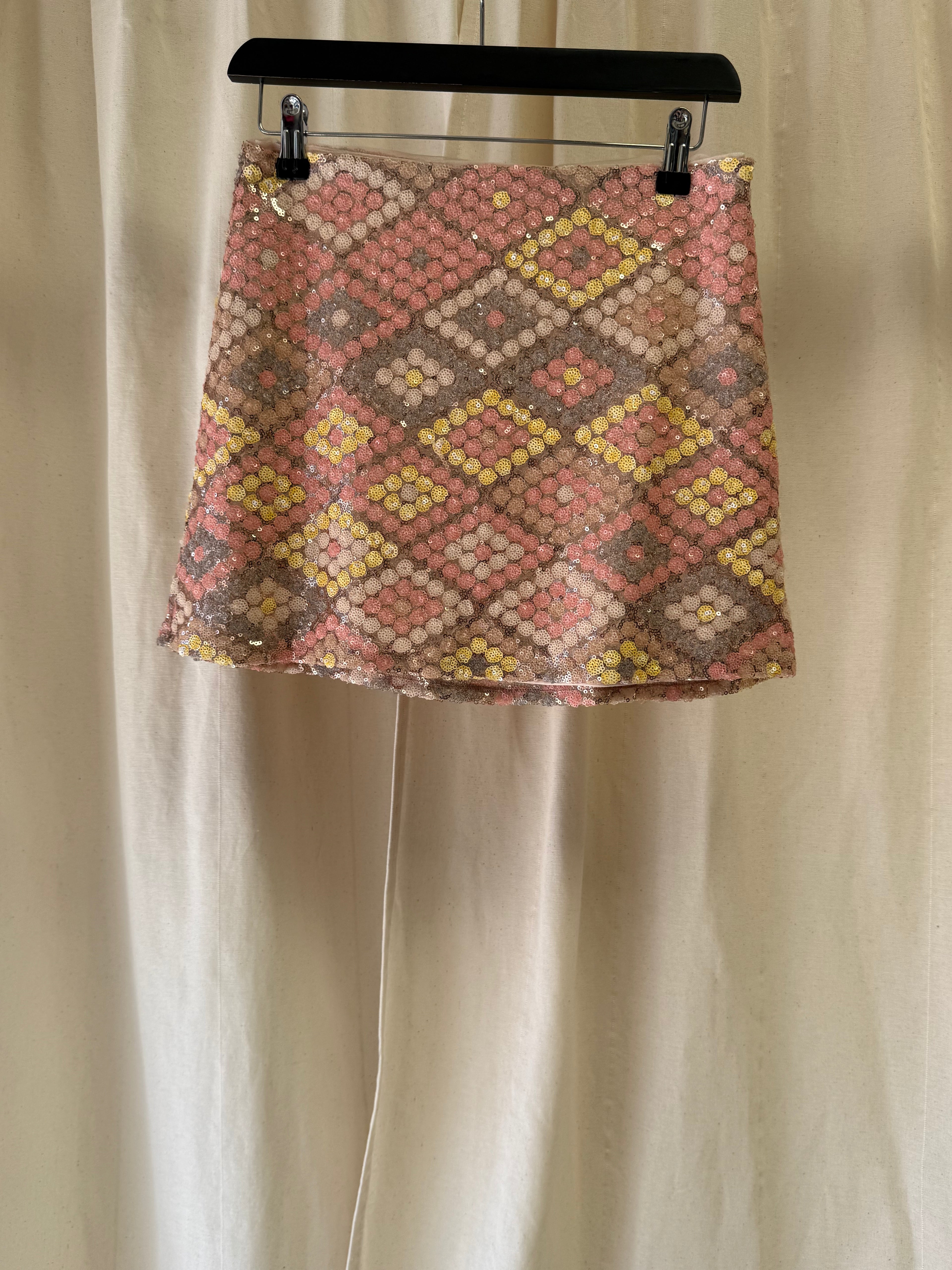 Mango Pink Sequin Mini Skirt