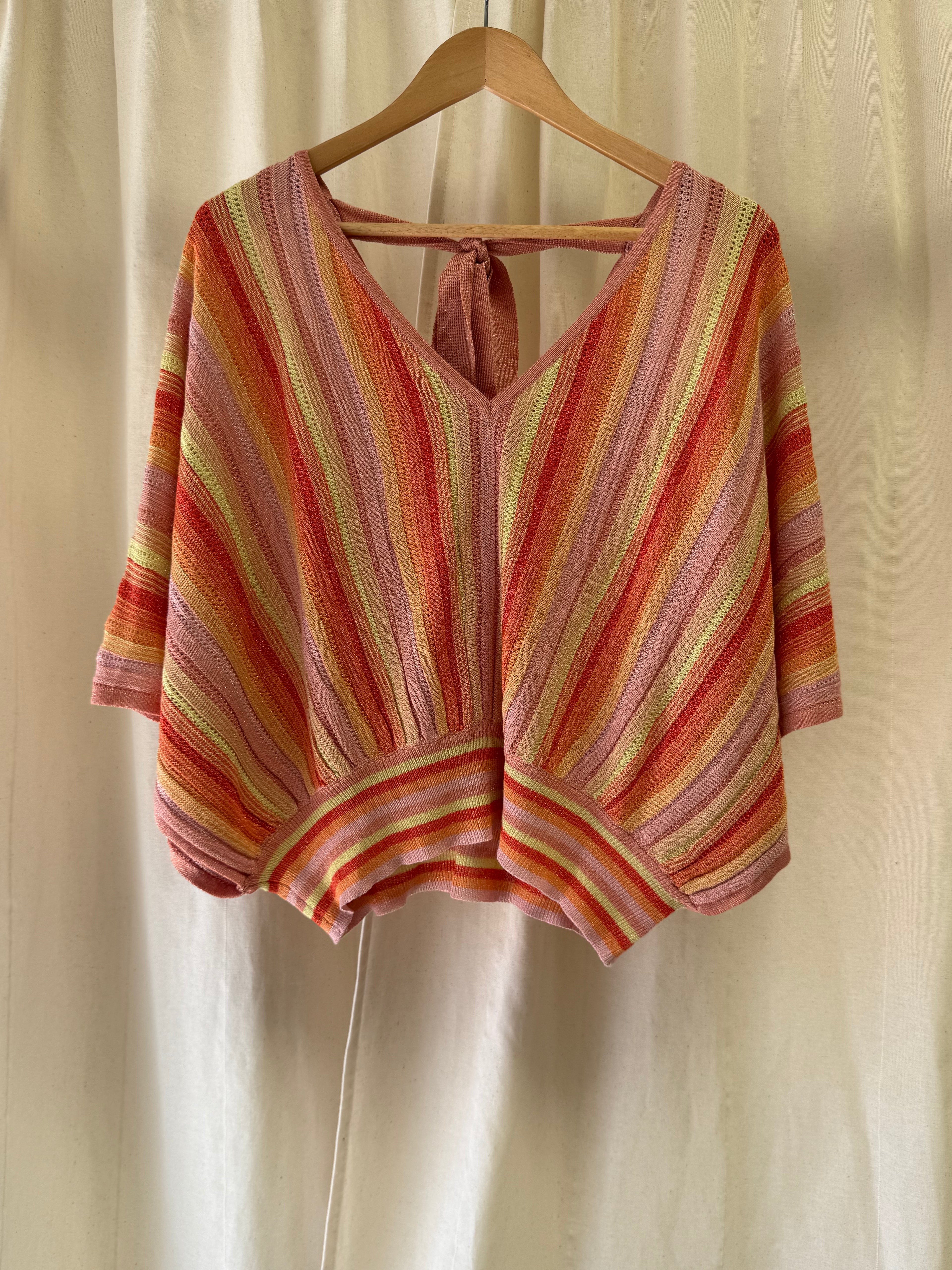 Oliver Bonas Orange Stripe Knitted Batwing Top