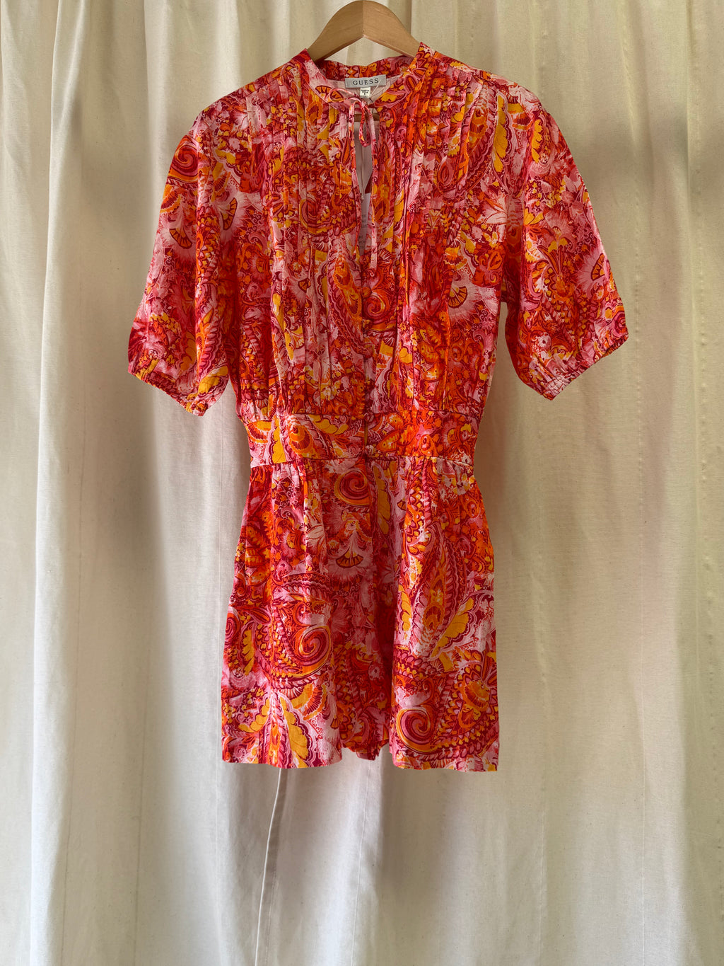 GUESS Paisley Pattern Playsuit in Pink and Orange