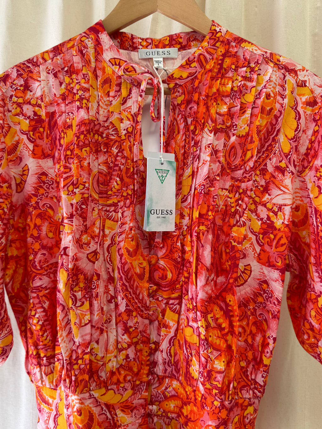 GUESS Paisley Pattern Playsuit in Pink and Orange