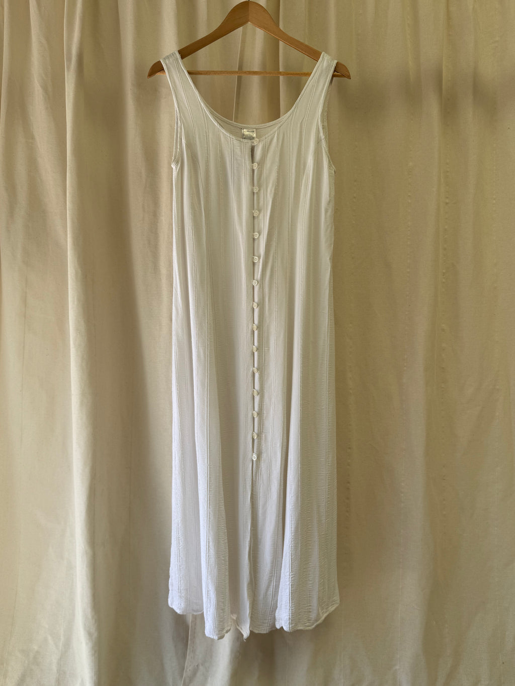 White Button Front Sleeveless Dress