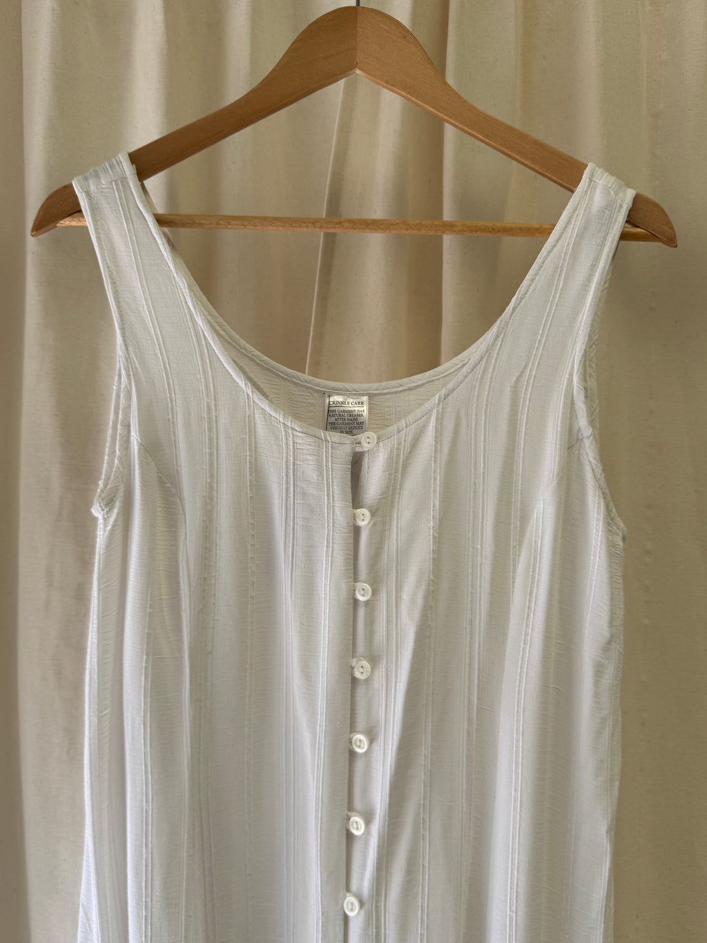 White Button Front Sleeveless Dress