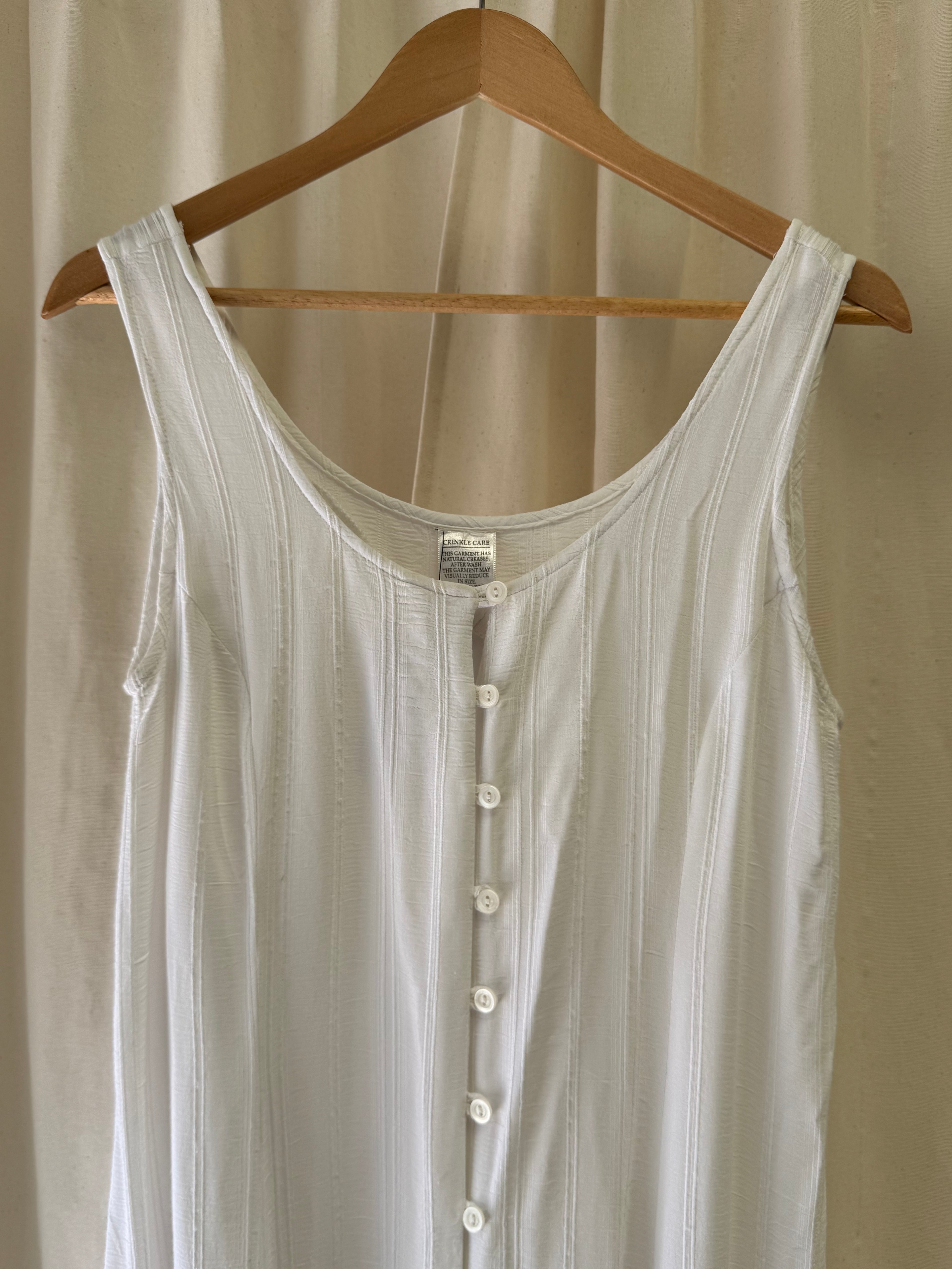 White Button Front Sleeveless Dress