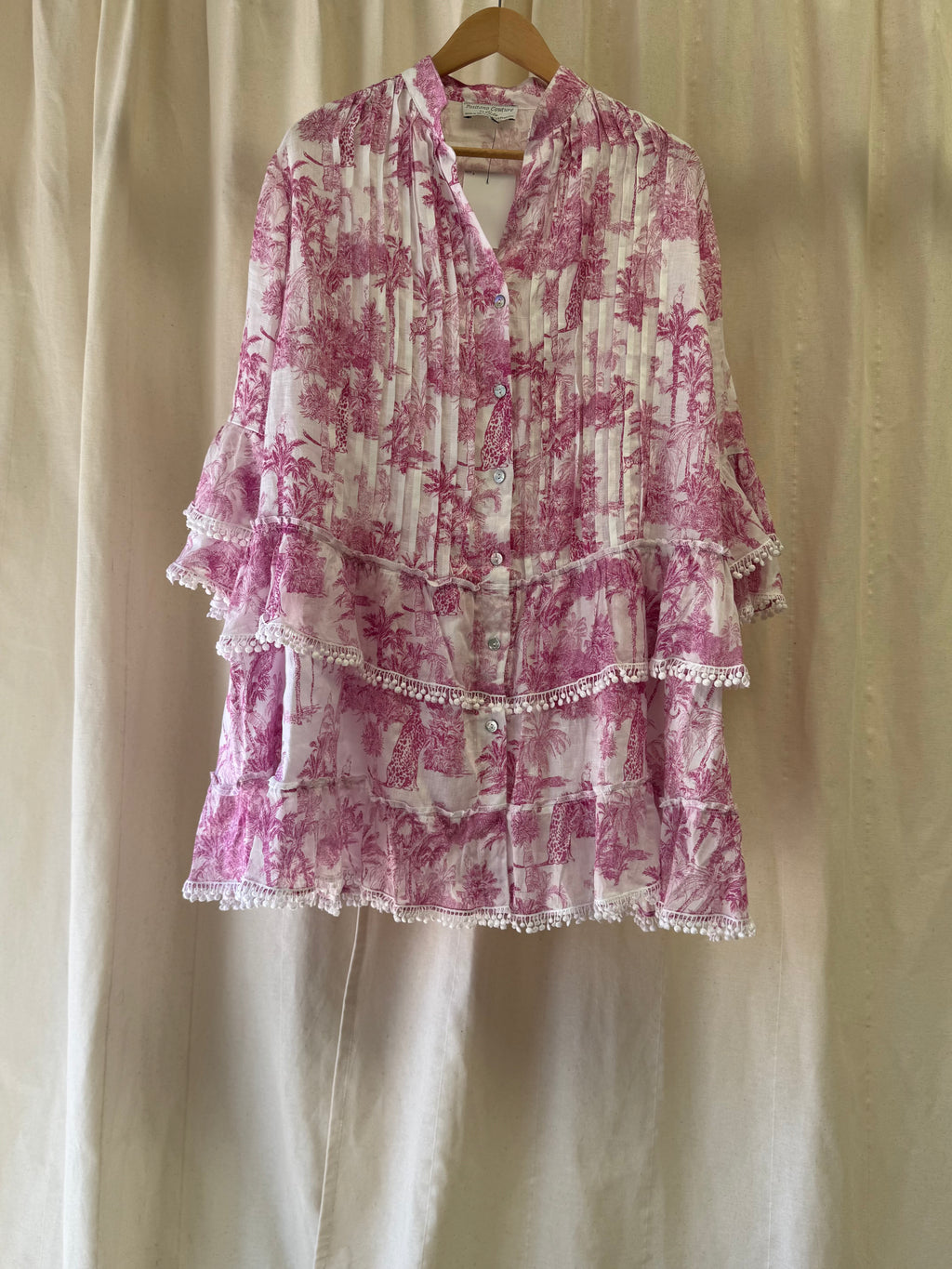 Positano Couture Pink and White Boho Style Dress