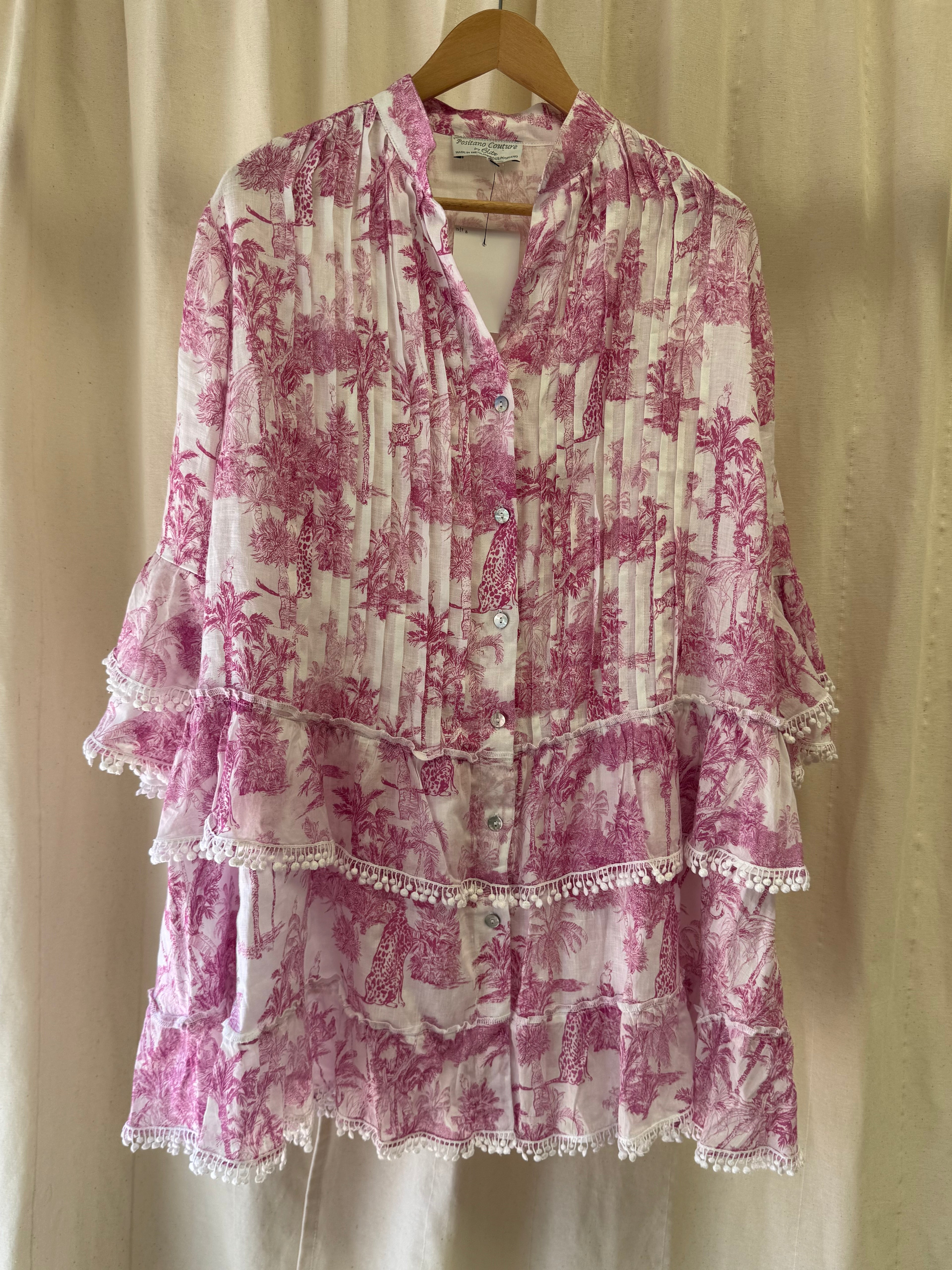 Positano Couture Pink and White Boho Style Dress