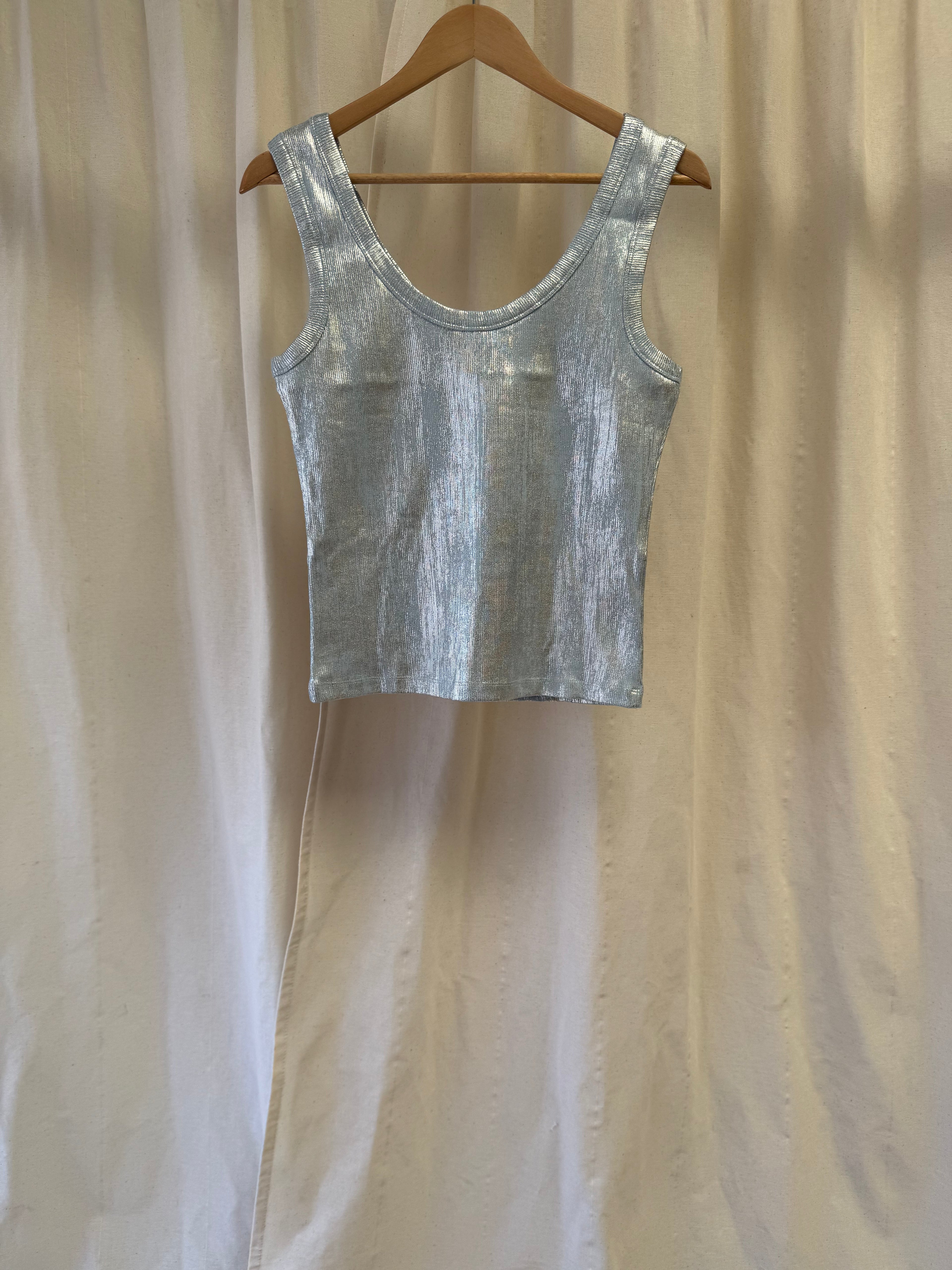 Topshop Metallic Ribbed Vest