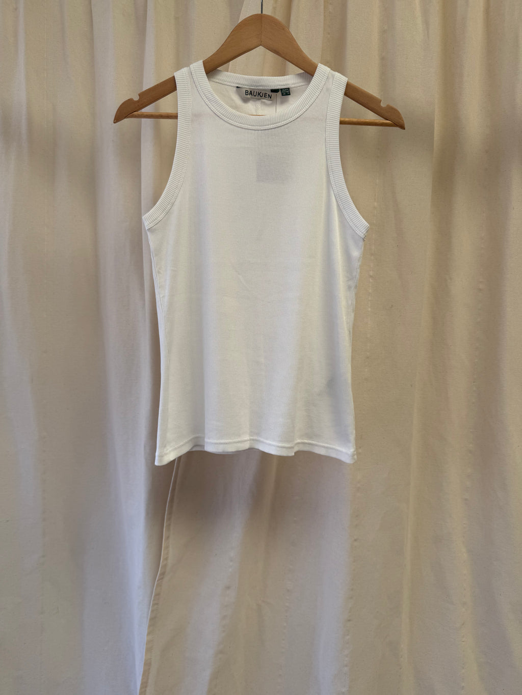 Baukjen Ribbed Racer Style Vest in White