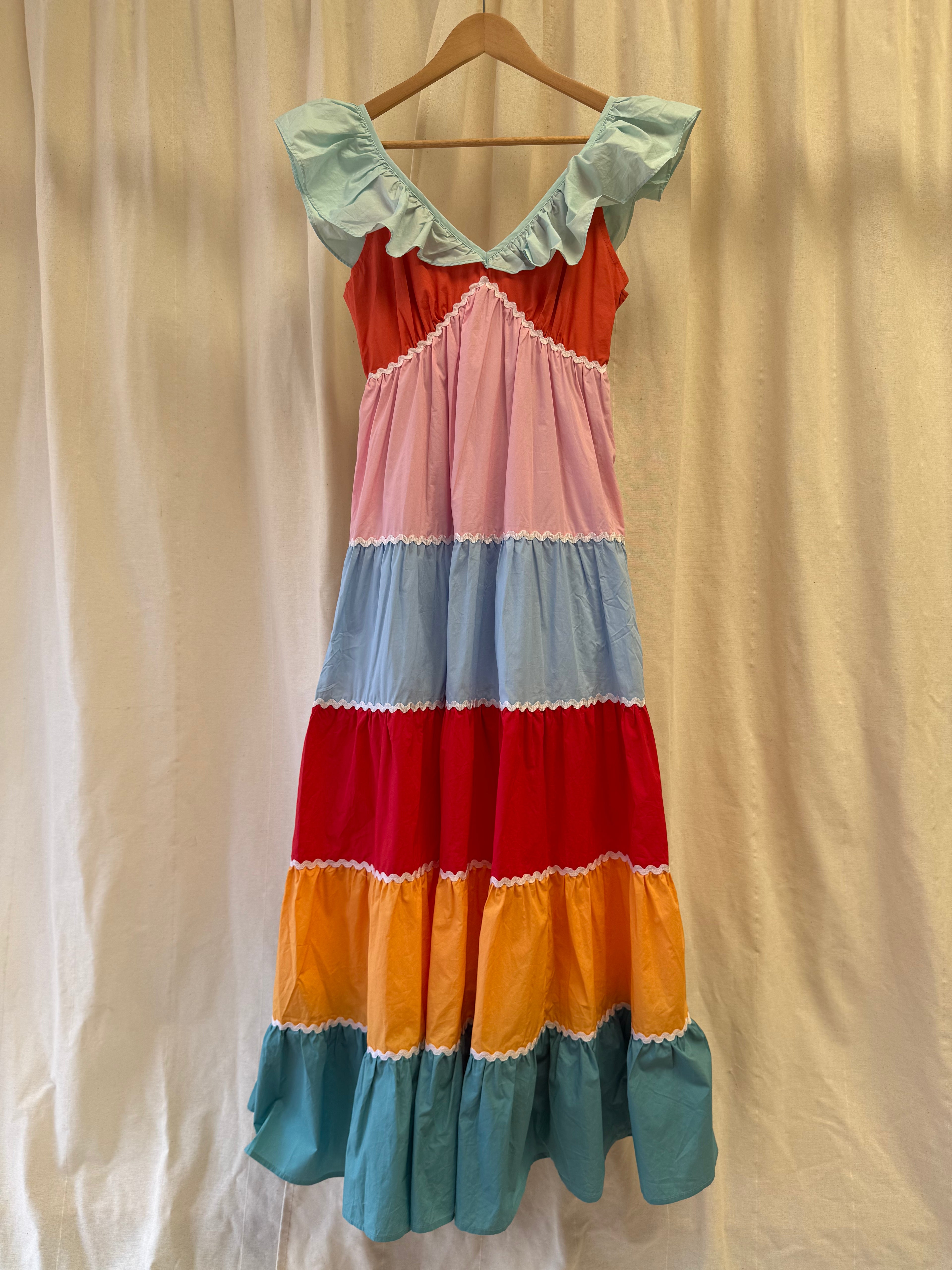 Warehouse Rainbow Tiered Maxi Dress