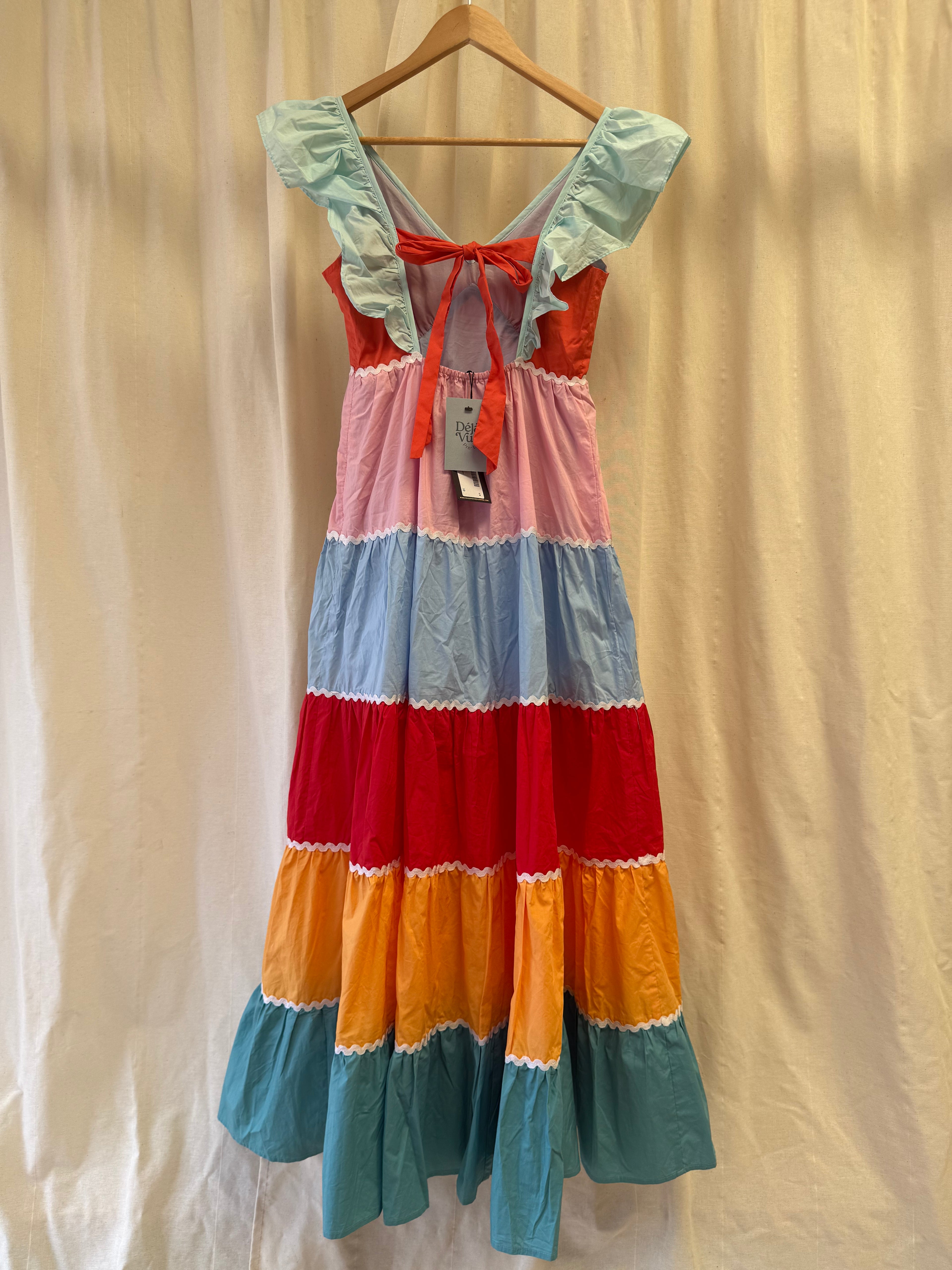 Warehouse Rainbow Tiered Maxi Dress