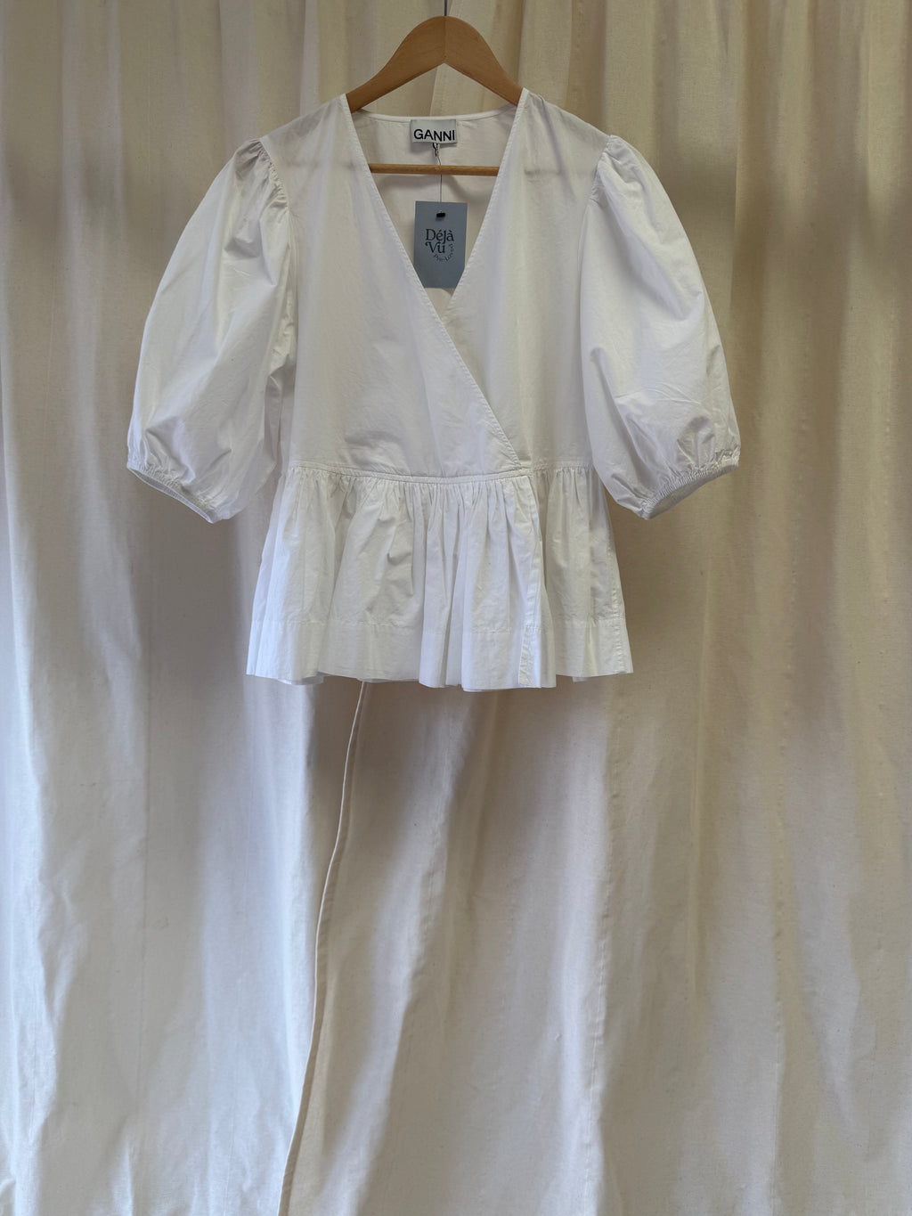 GANNI Wrap Top in White