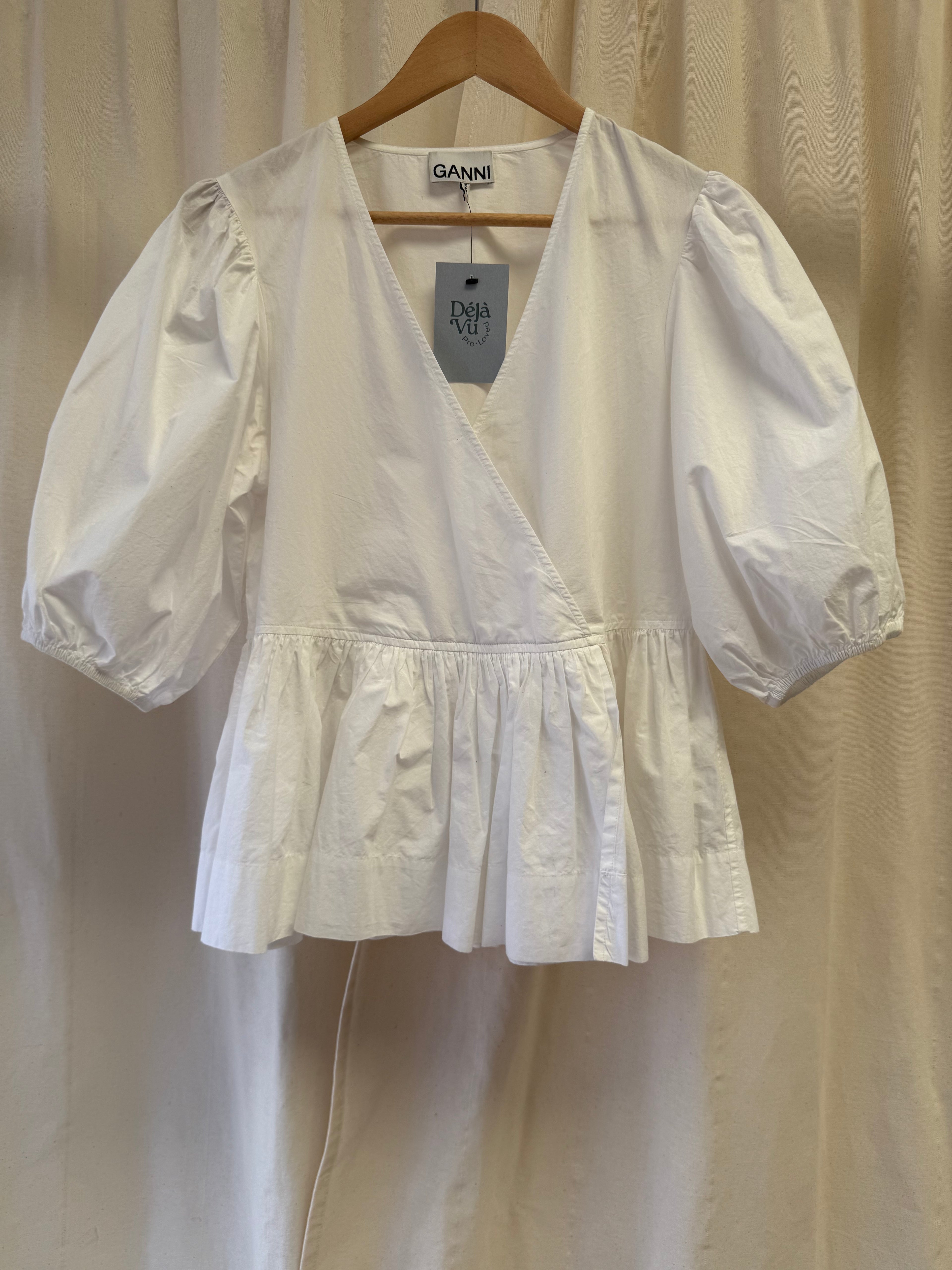 GANNI Wrap Top in White