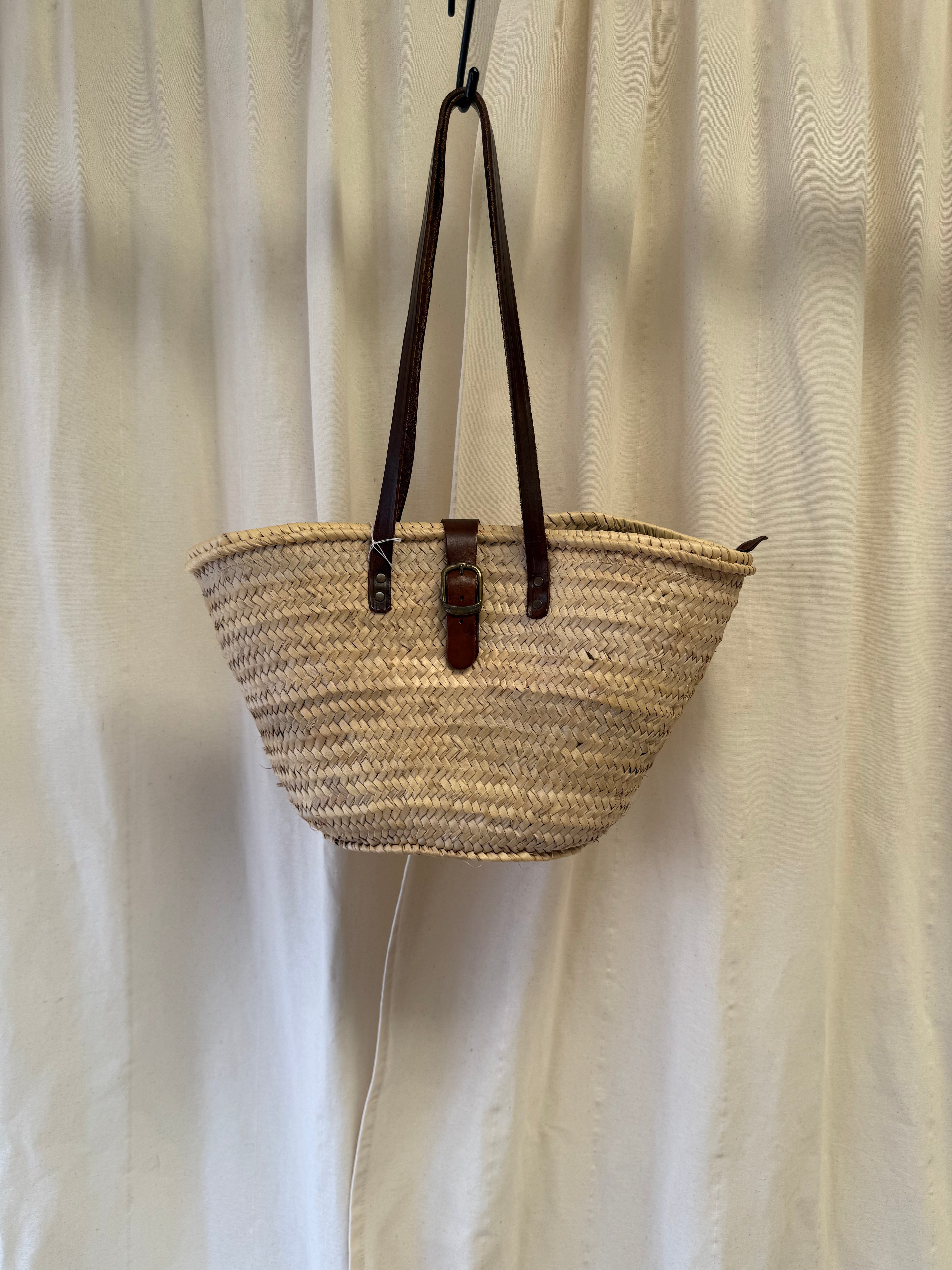 Basket Bag with Leather Strap