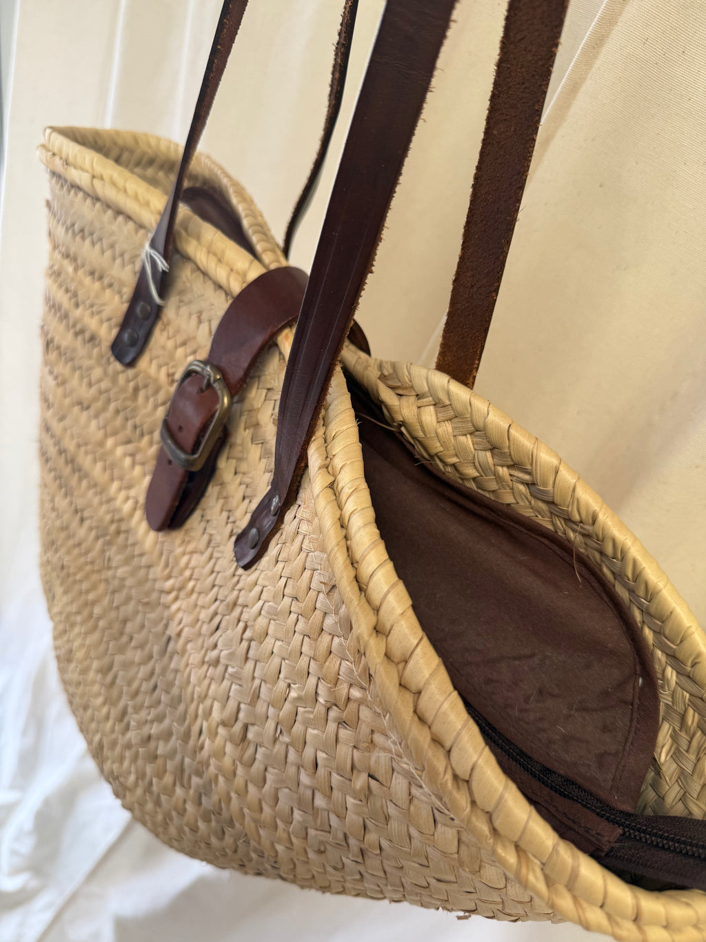 Basket Bag with Leather Strap