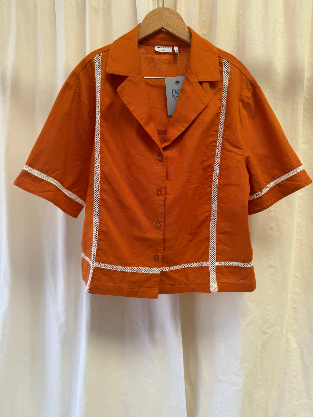 ASOS DESIGN Linen Blend Shirt & Trouser Co-ord in Orange