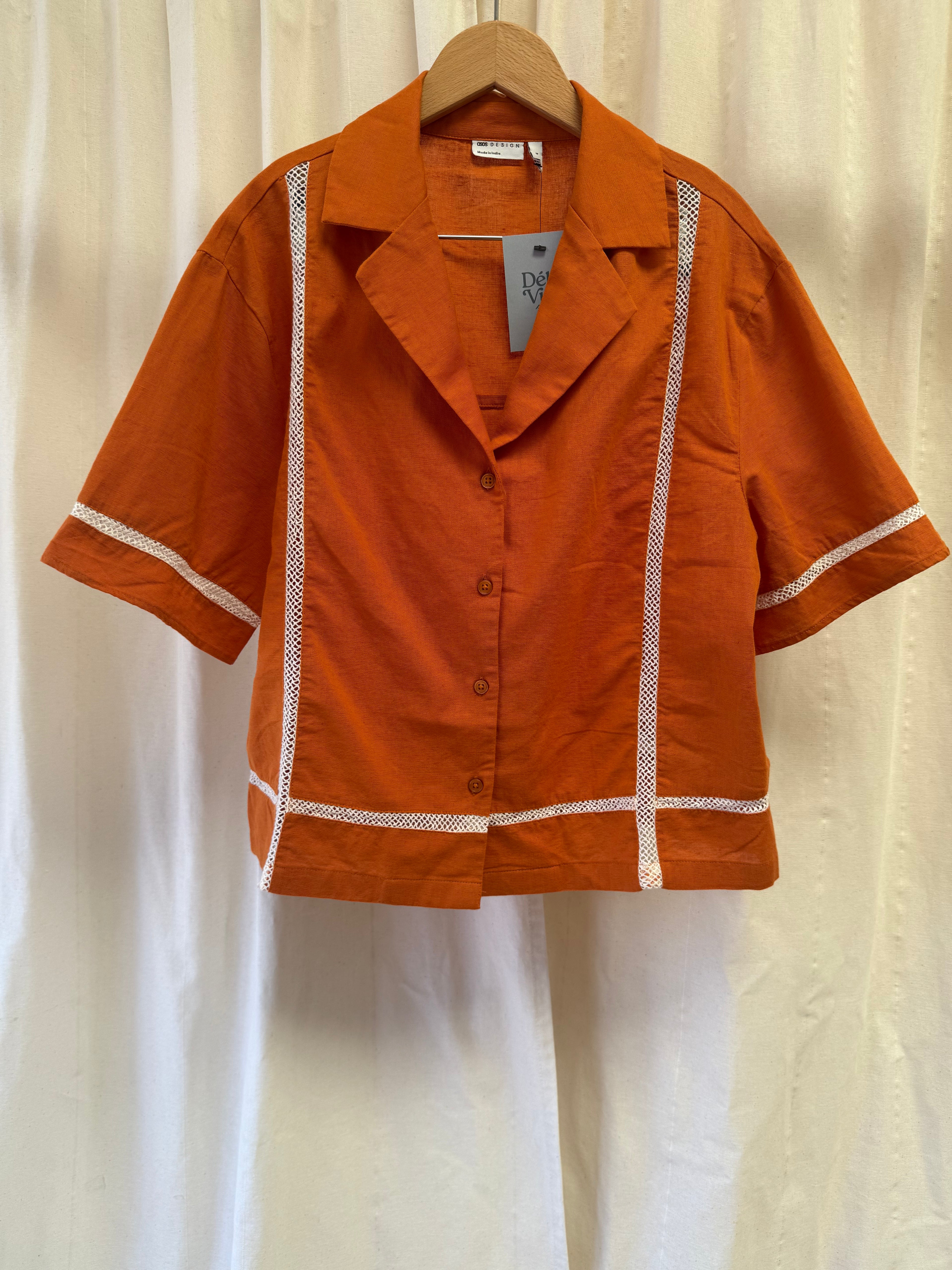 ASOS DESIGN Linen Blend Shirt & Trouser Co-ord in Orange