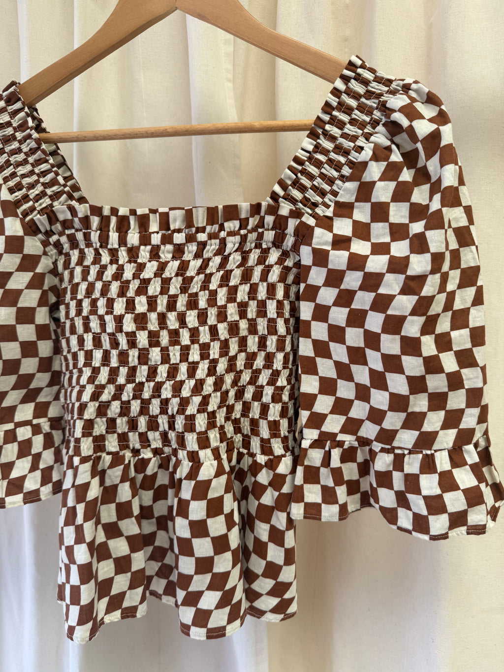 Kitri Peplum Top in Way Checkerboard Print