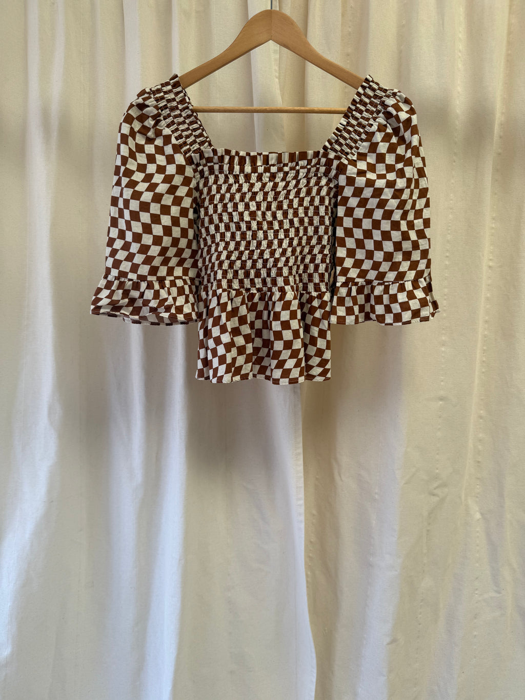 Kitri Peplum Top in Way Checkerboard Print