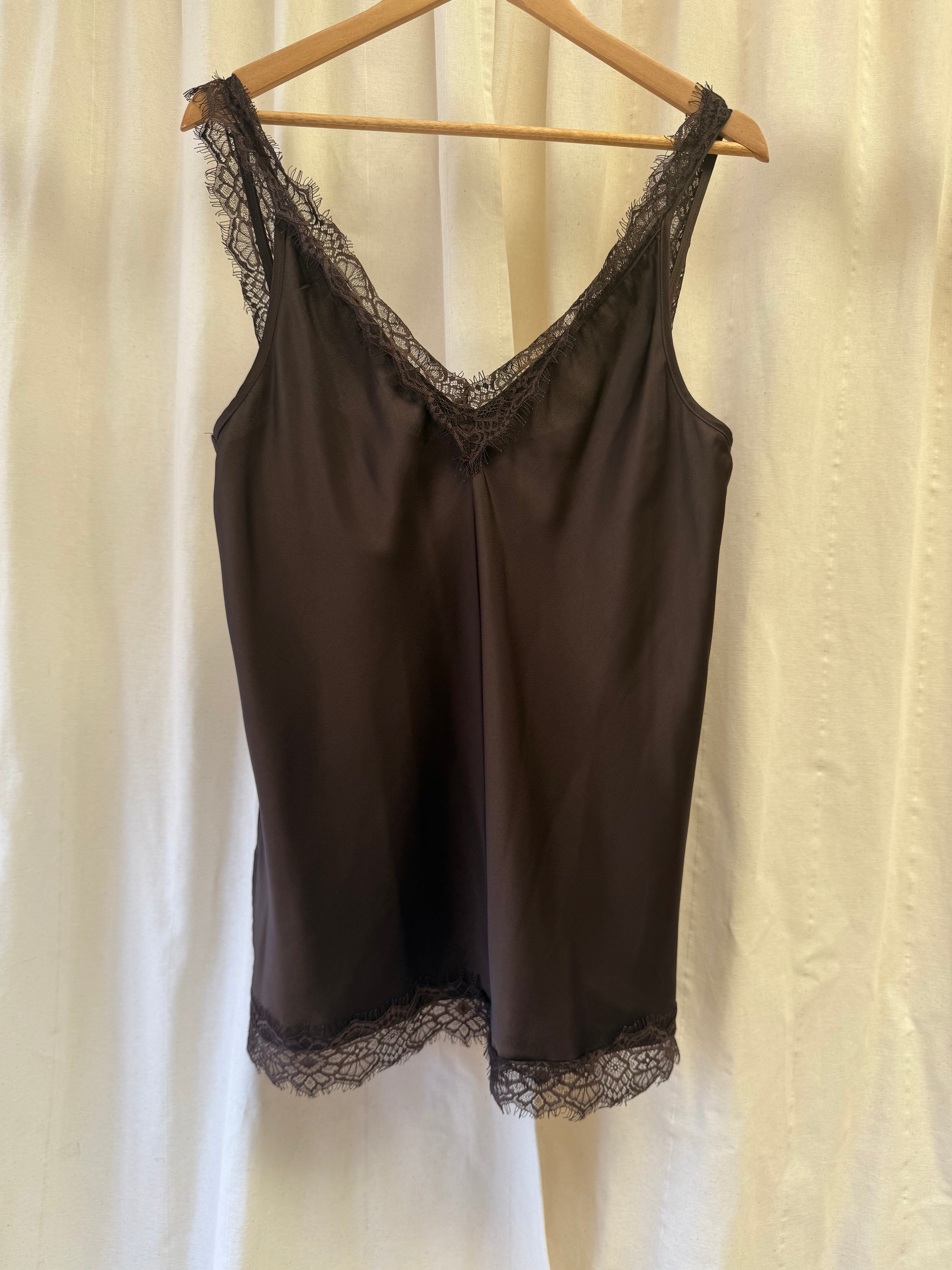 River Island Brown Longline Lace Cami Top