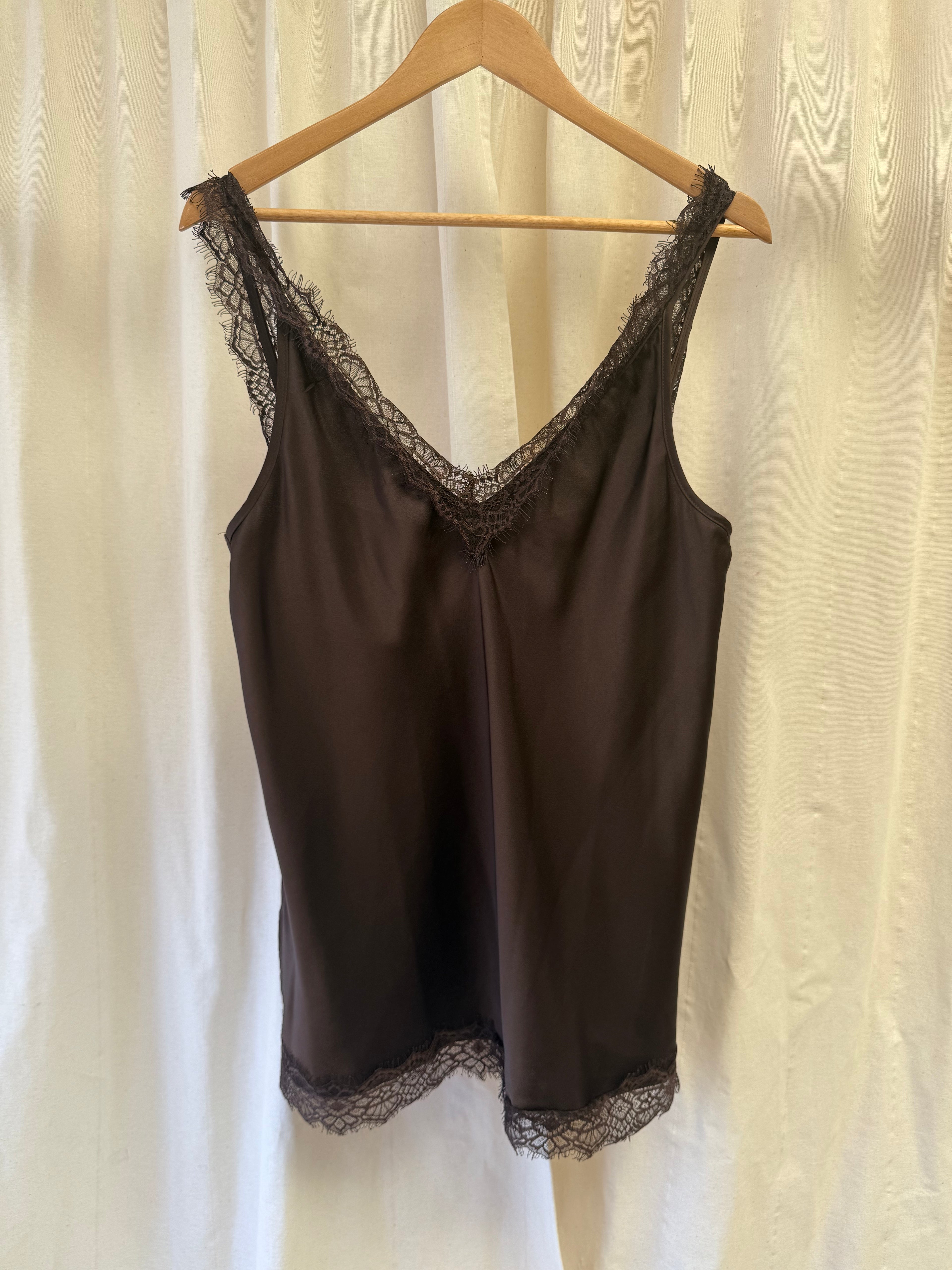 River Island Brown Longline Lace Cami Top