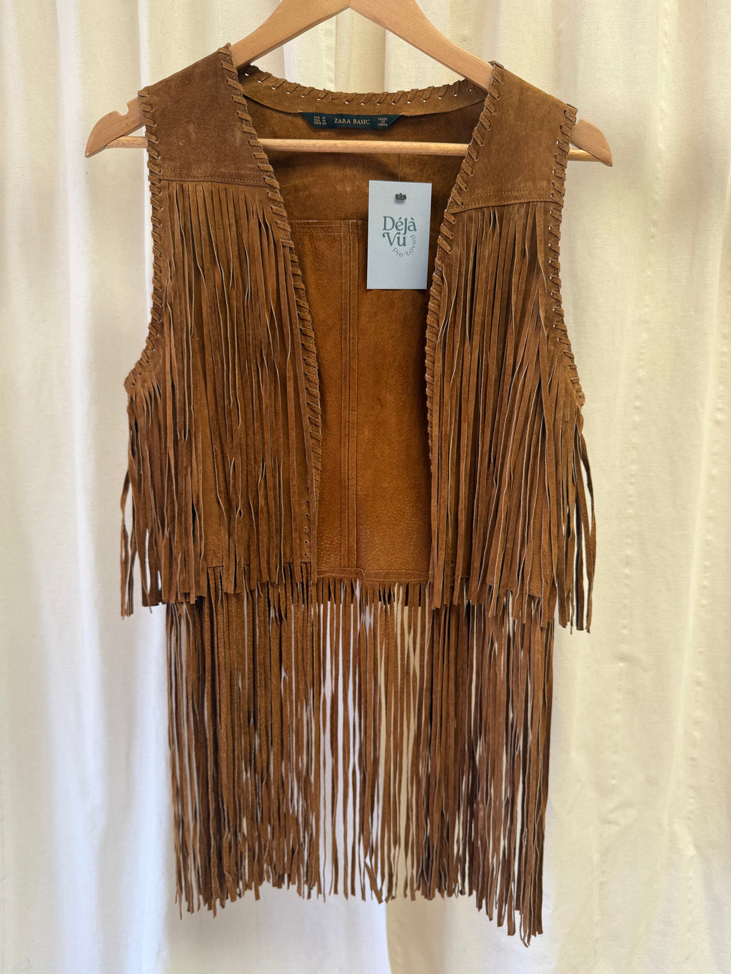 Zara Suede Fringed Waistcoat