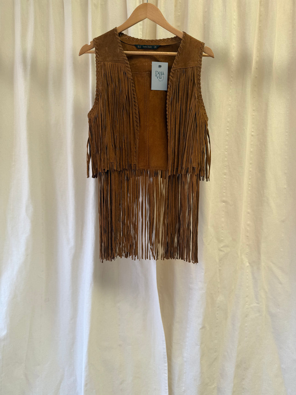 Zara Suede Fringed Waistcoat
