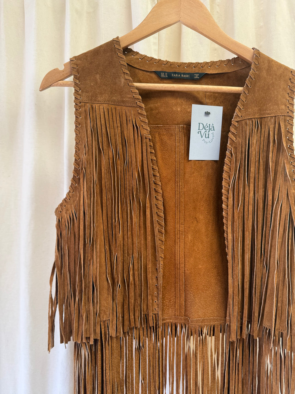 Zara Suede Fringed Waistcoat