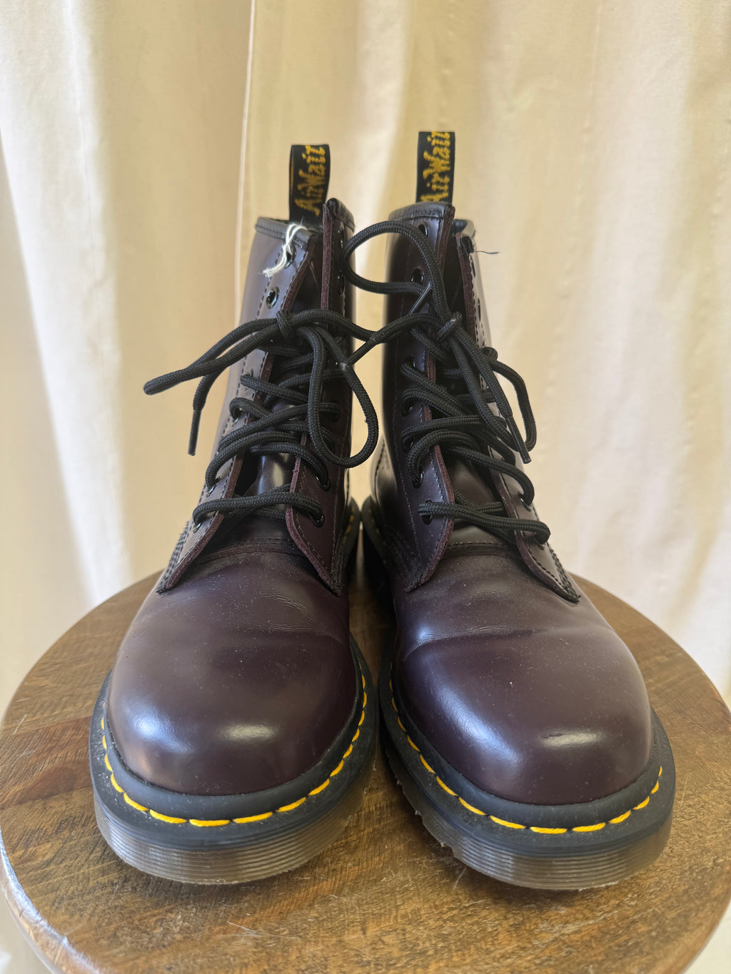 Dr. Martens 1460 Smooth Leather Lace-Up Boots in Burgundy