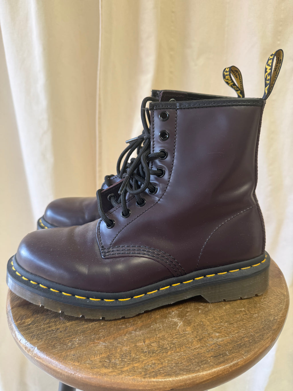 Dr. Martens 1460 Smooth Leather Lace-Up Boots in Burgundy