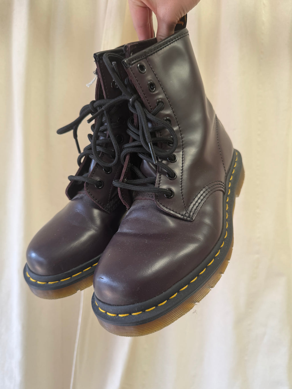 Dr. Martens 1460 Smooth Leather Lace-Up Boots in Burgundy