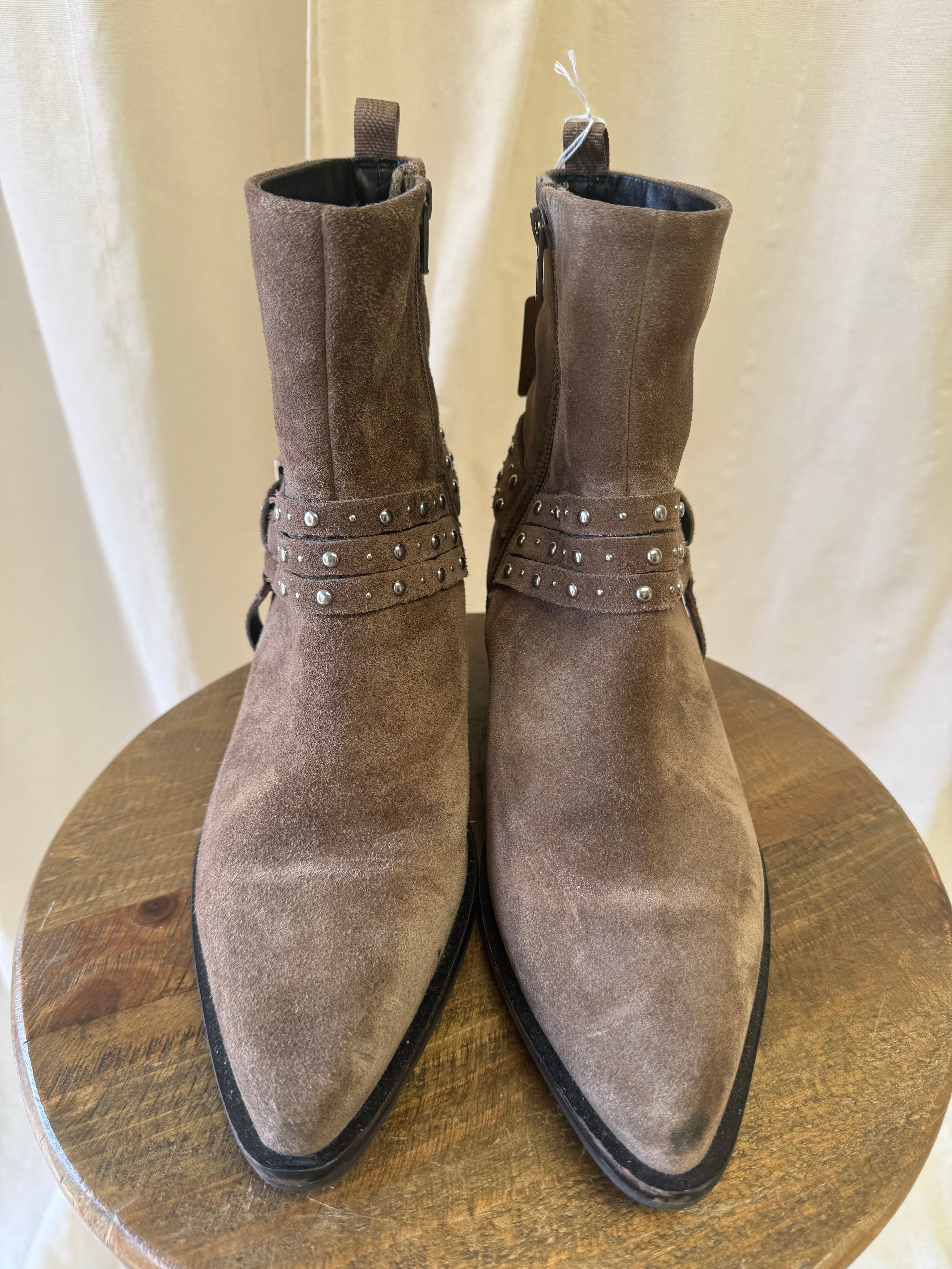 M&S Suede Studded Block Heel Ankle Boots