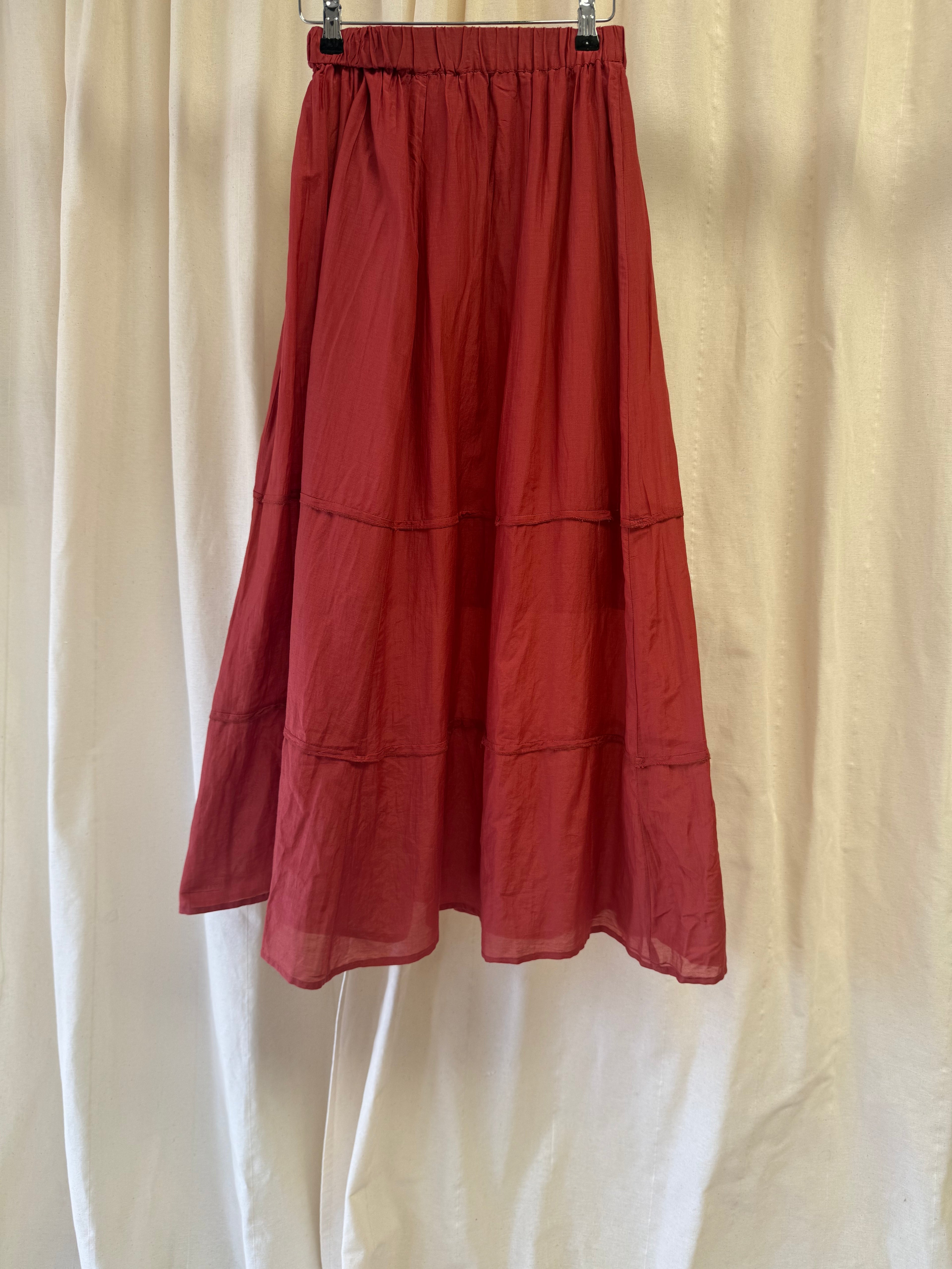 M.A.B.E Cotton Maxi Skirt in Terracotta