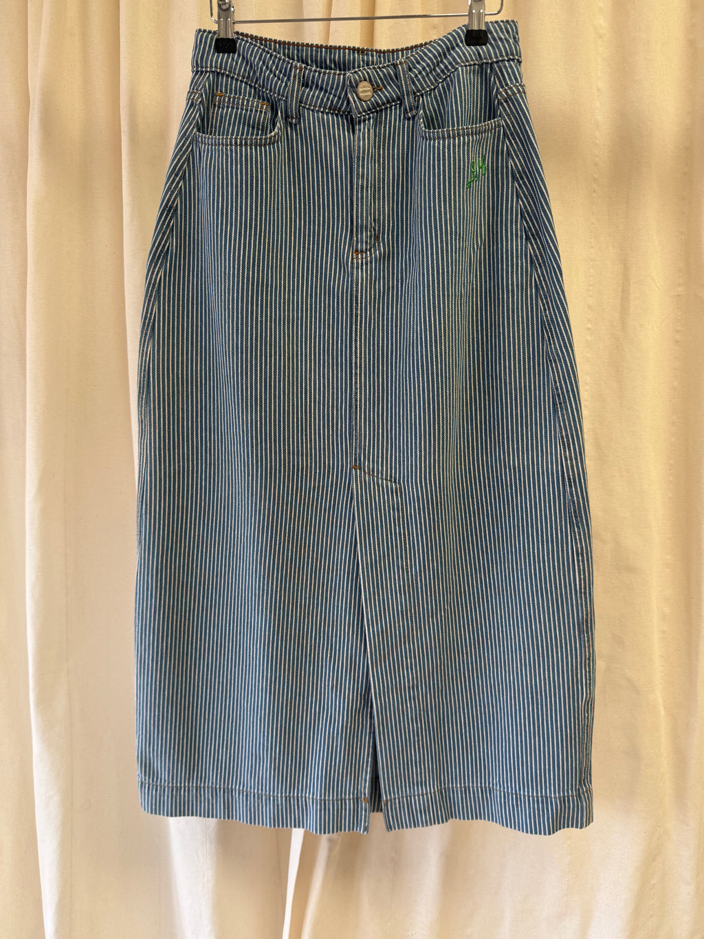 Damson Madder Hickory Stripe Denim Midi Skirt
