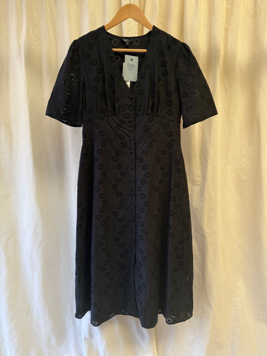 Nobody's Child Petite Alexa Broderie Anglaise Dress in Black, Size M