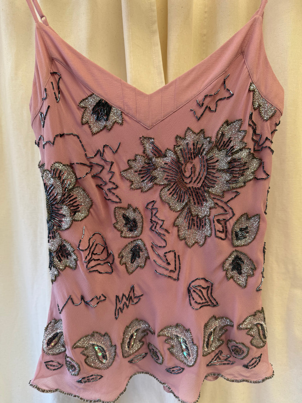 Whistles Dusty Pink Bugle-beaded Cami Top, Size M