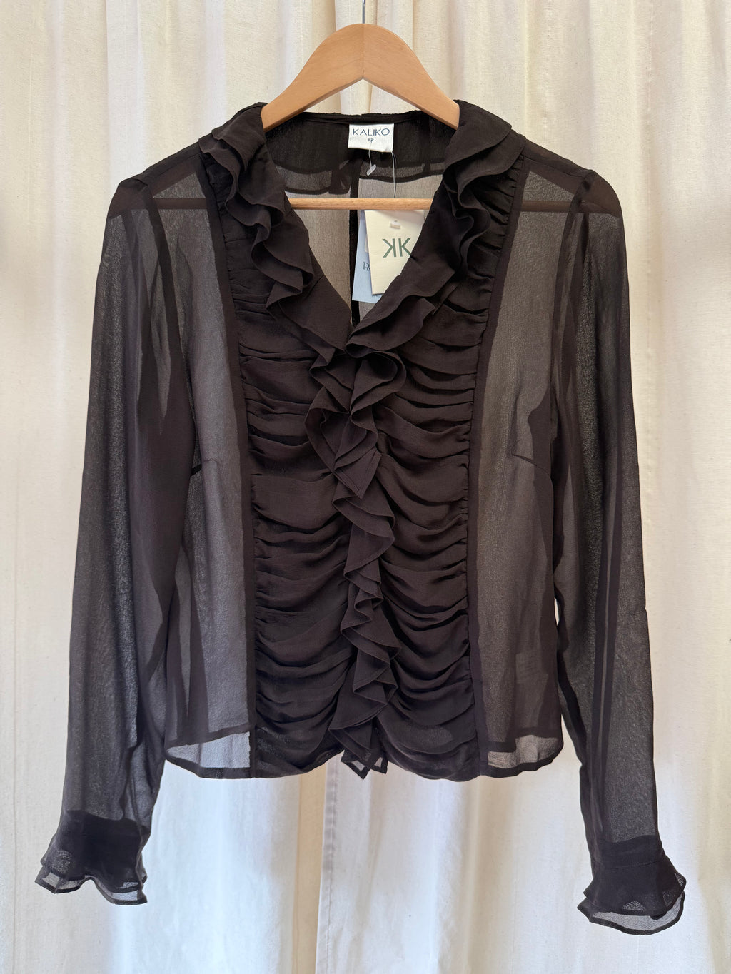Kaliko Sheer Blouse in Brown, Size M