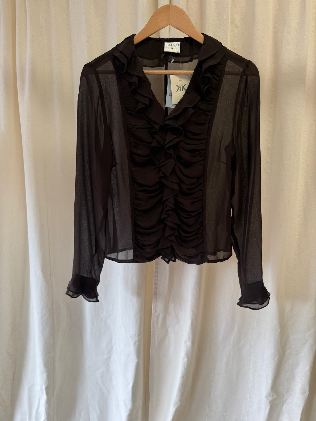 Kaliko Sheer Blouse in Brown, Size M