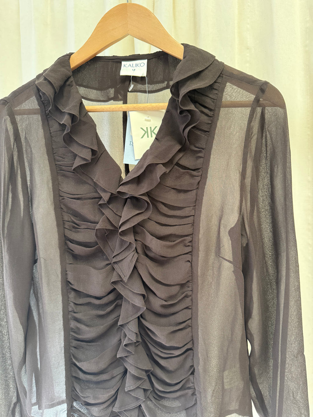 Kaliko Sheer Blouse in Brown, Size M
