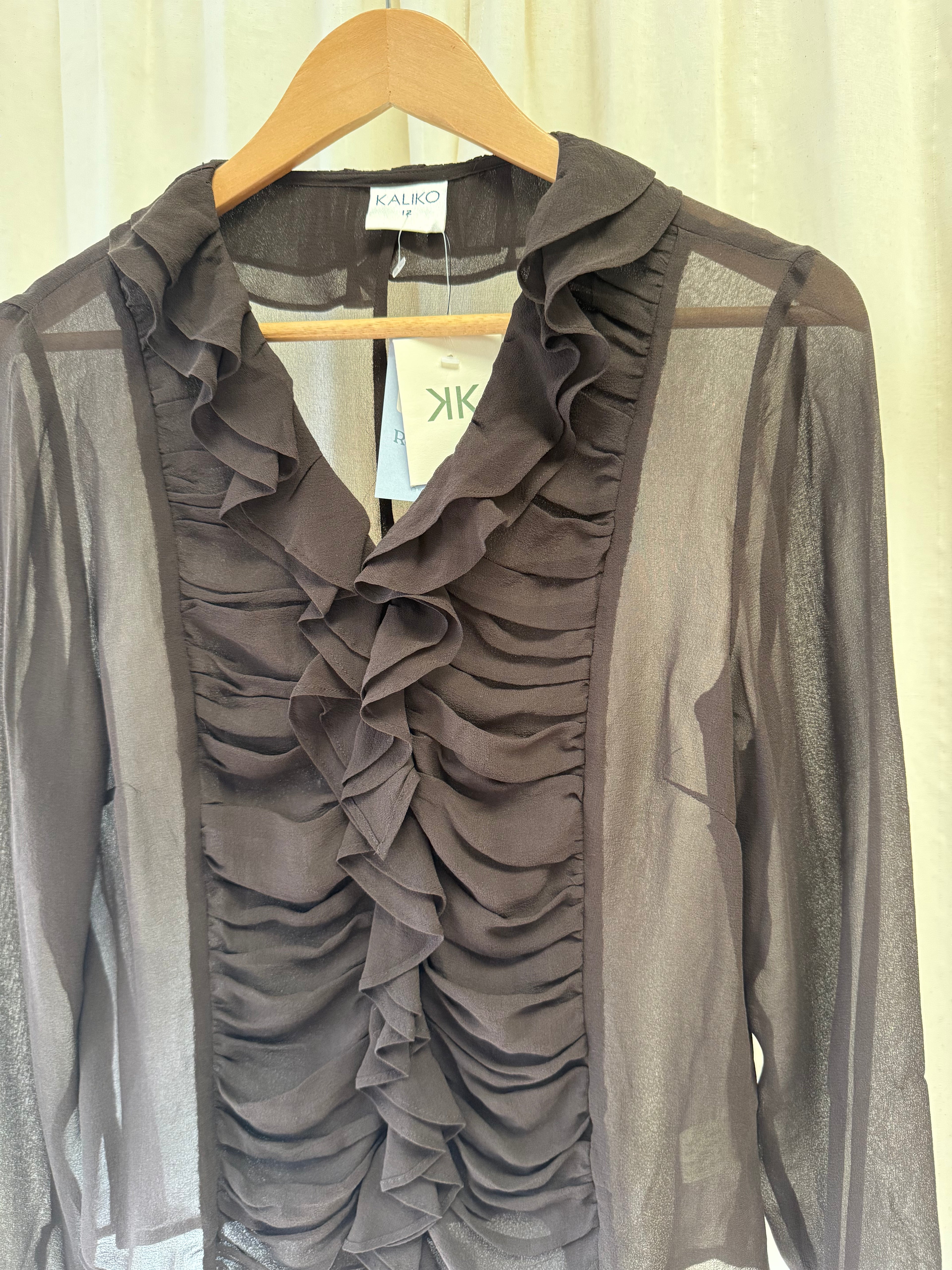 Kaliko Sheer Blouse in Brown, Size M