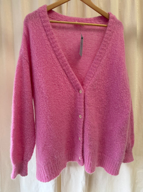 American Vintage V Neck Cardigan in Pink, Size M/L